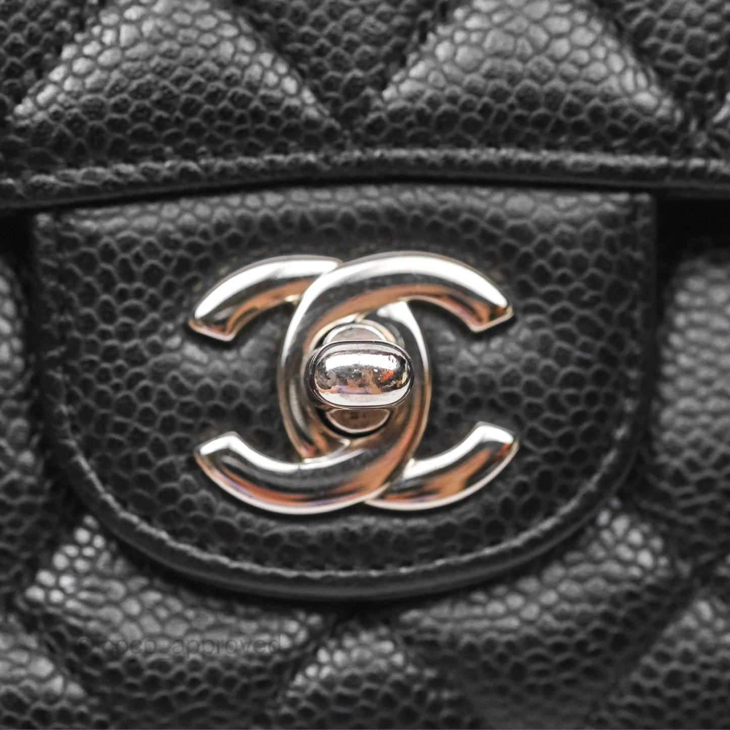 Chanel Classic M/L Medium Flap Quilted Black Caviar Silver Hardware