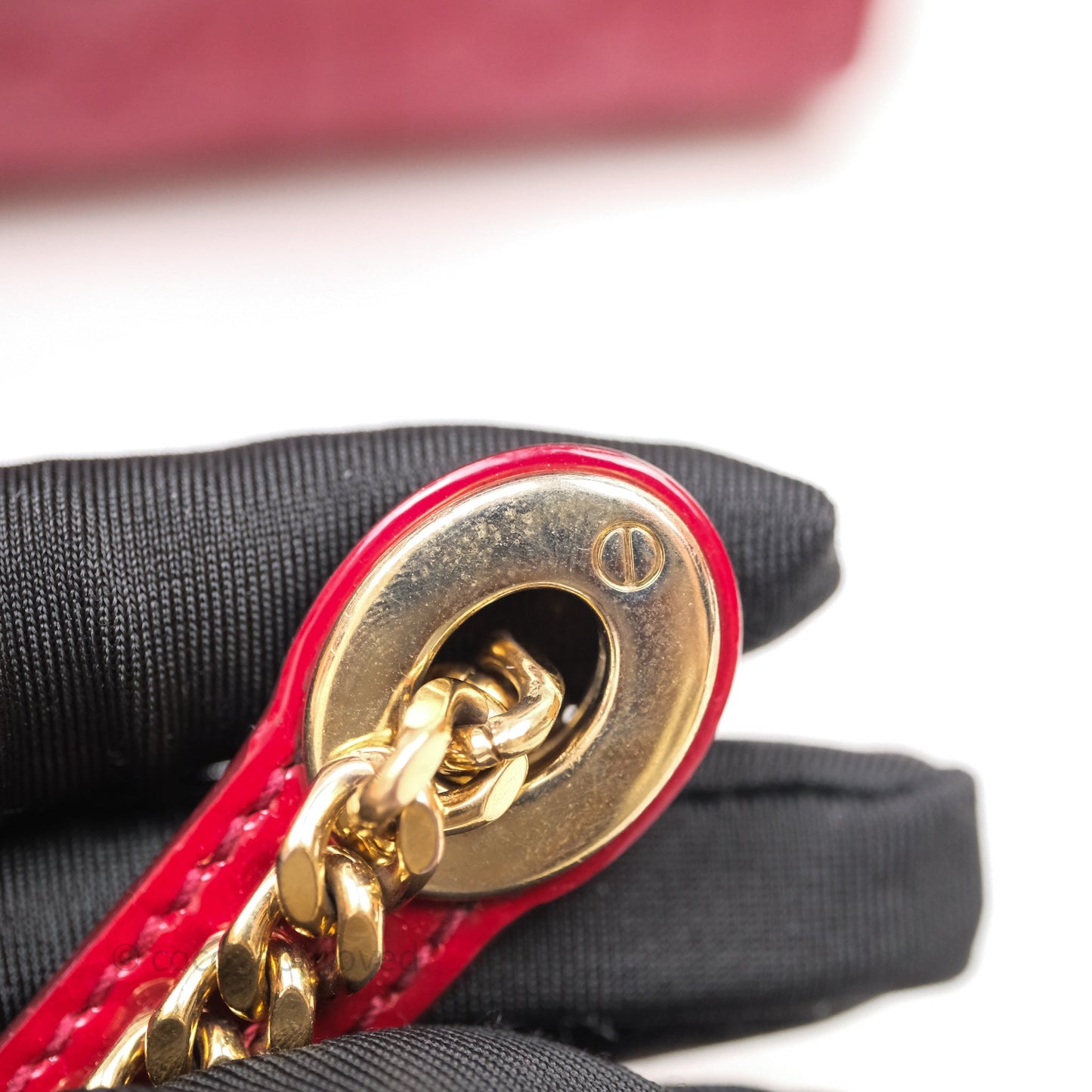 Christian Dior Mini Lady Dior Red Patent Cannage Gold Hardware