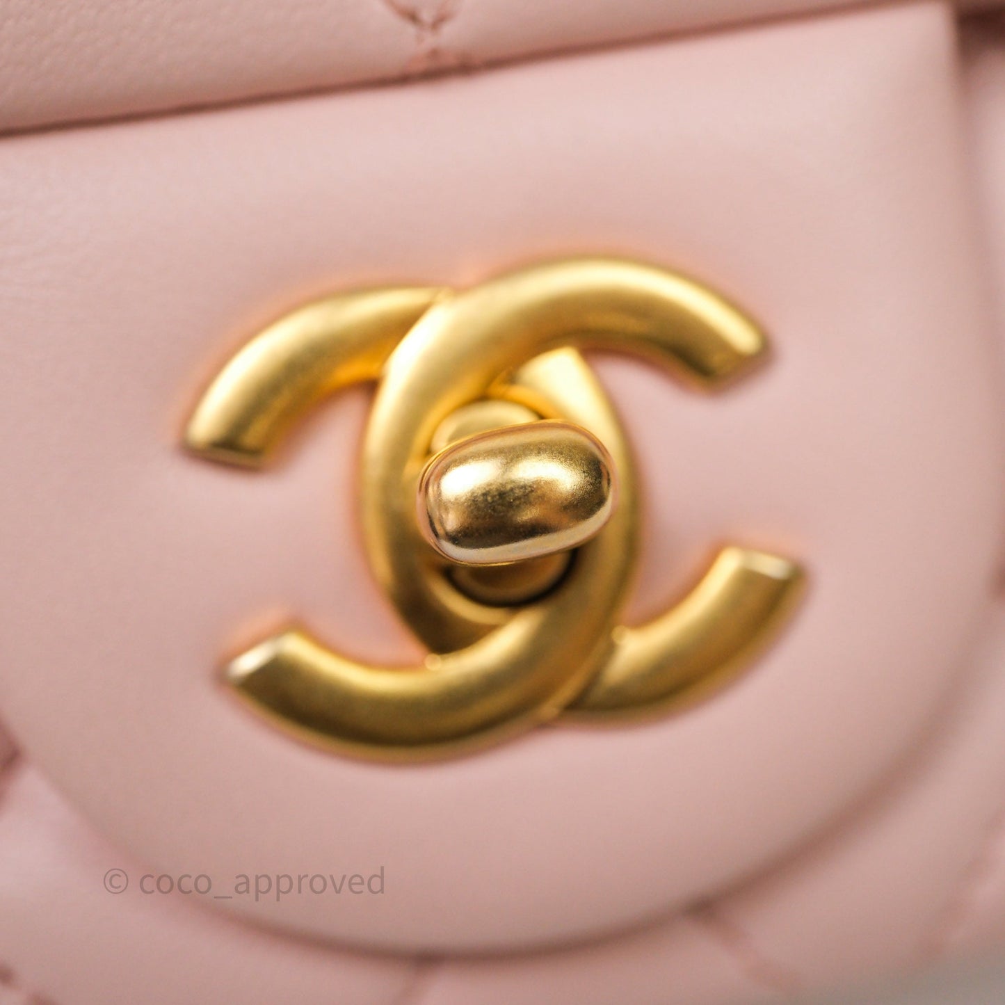 Chanel Pearl Crush Mini Square Quilted Pink Lambskin Aged Gold Hardware