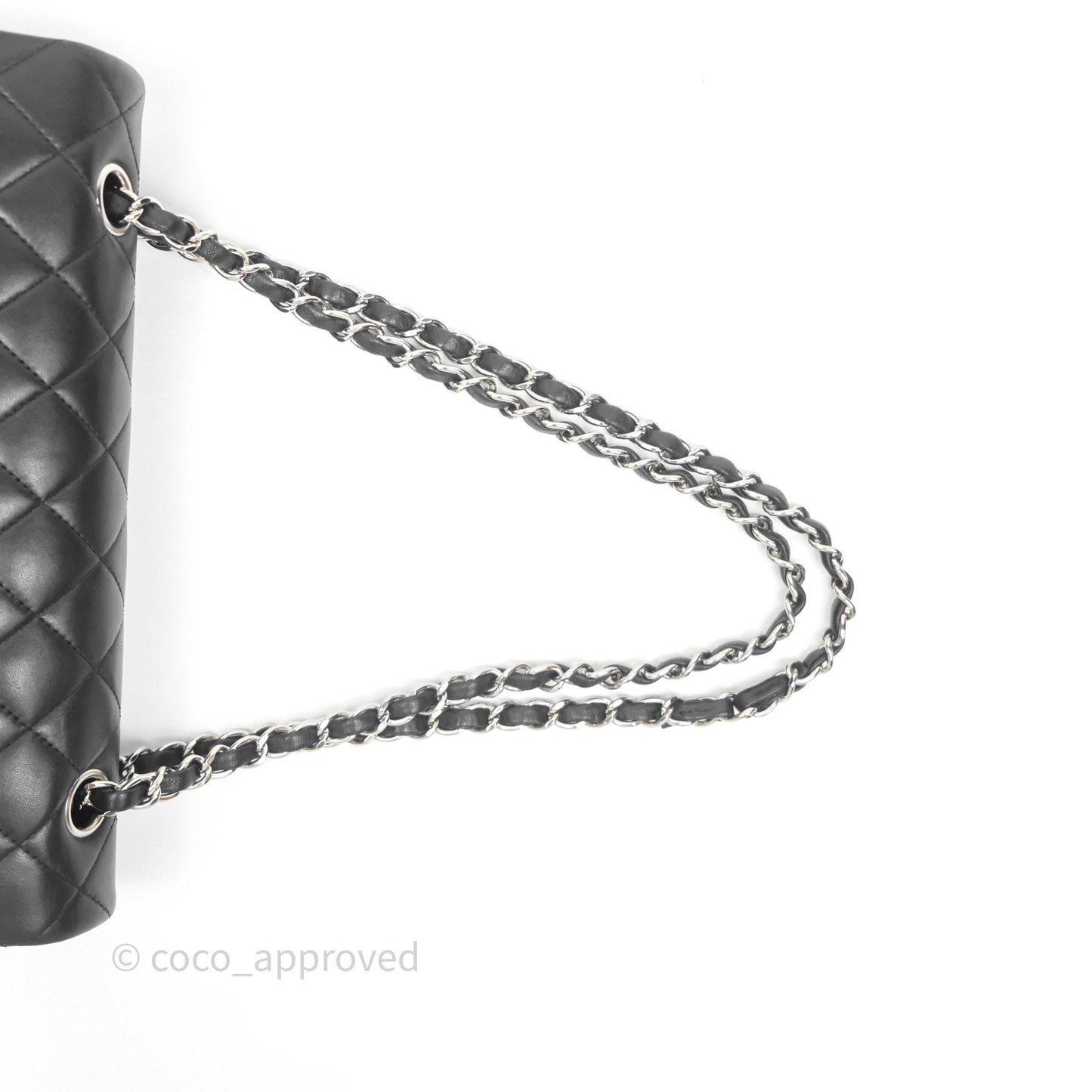 Chanel Classic M/L Medium Flap Quilted Black Lambskin Silver Hardware