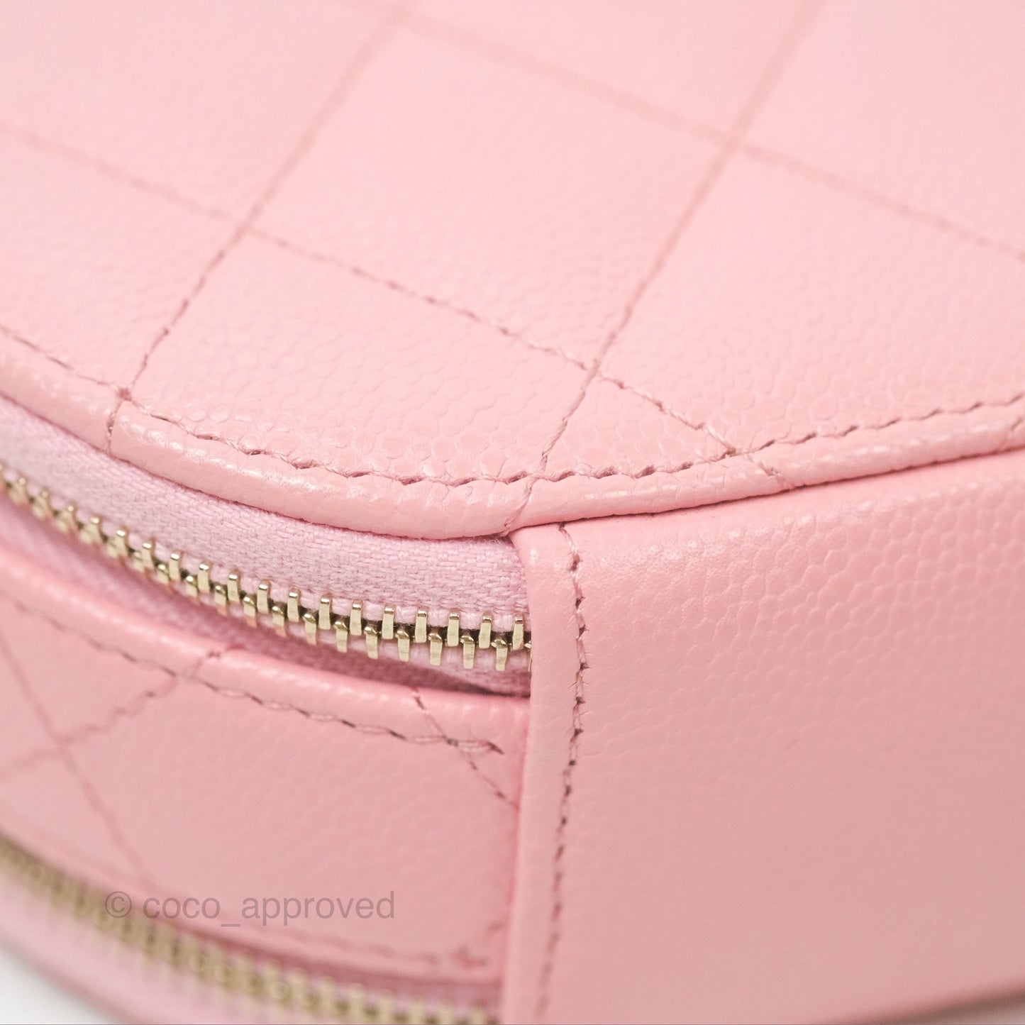 Chanel Mini Round Vanity Bag Handle With Care Pink Caviar 22C