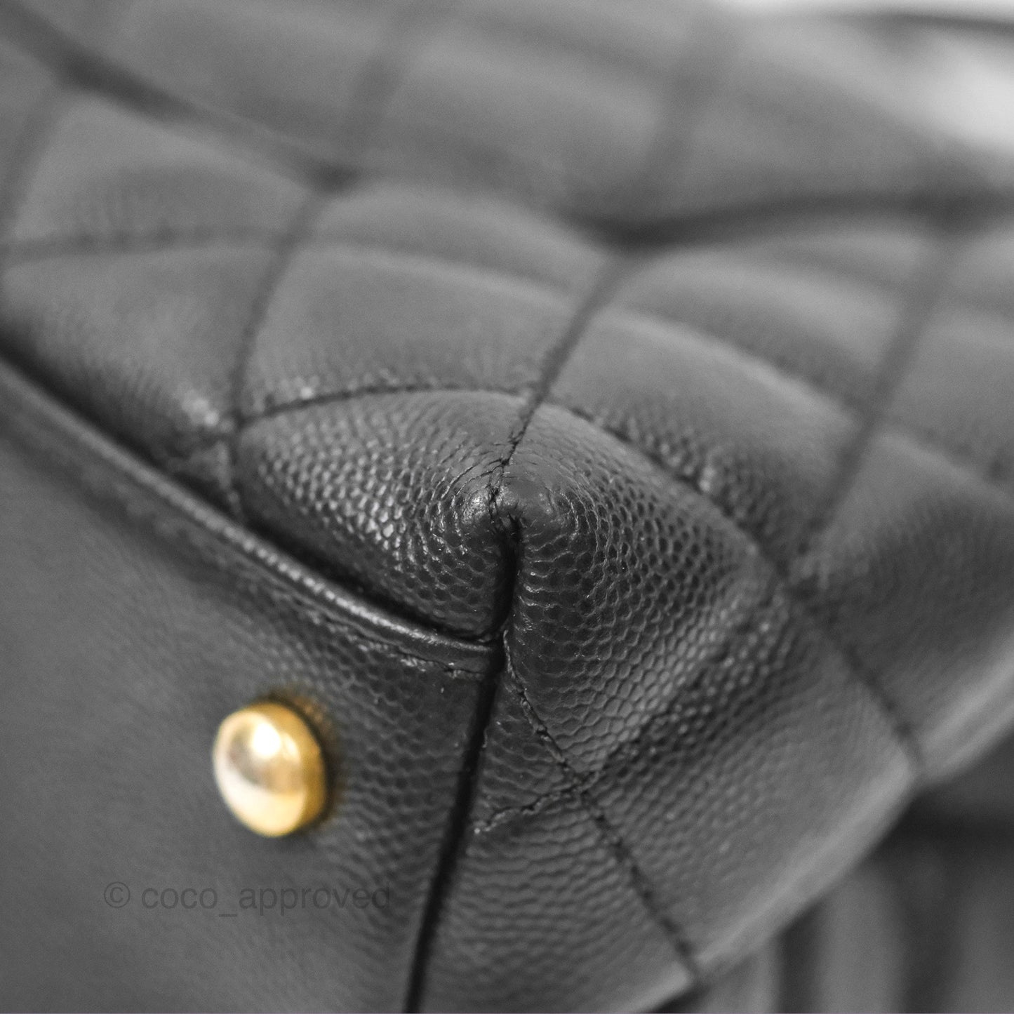 Chanel Small Coco Handle Quilted Black Caviar Gold Hardware
