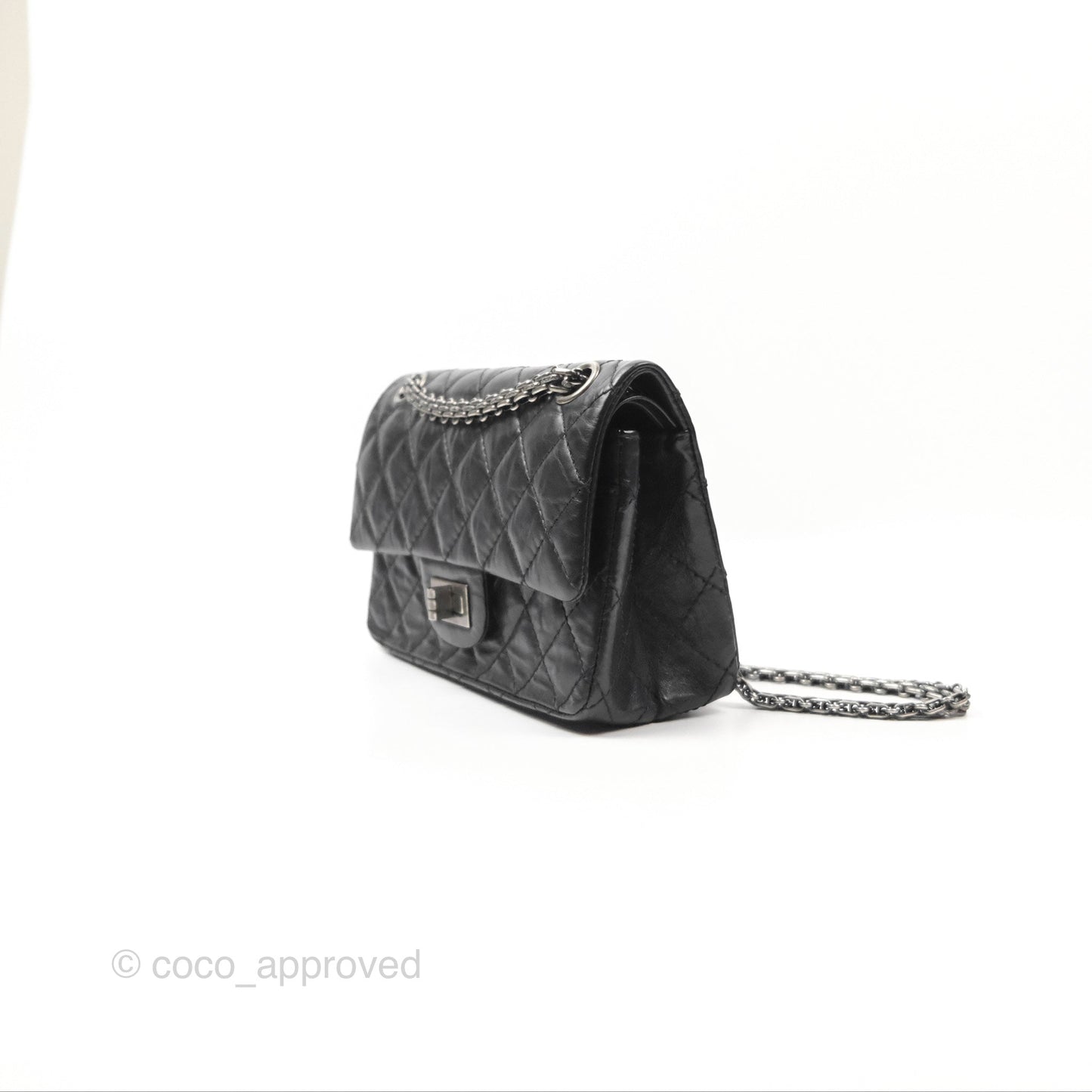 Chanel Mini Reissue 224 Black Aged Calfskin Ruthenium Hardware