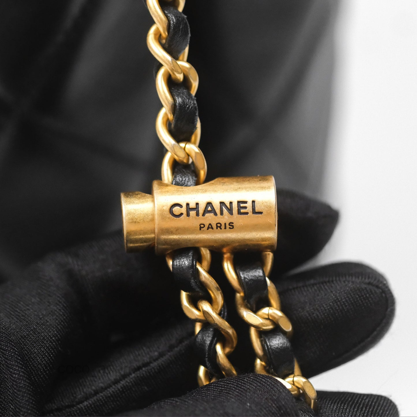 Chanel Quilted My Perfect with Pearl Drawstring Bucket Bag Black Lambskin Aged Gold Hardware