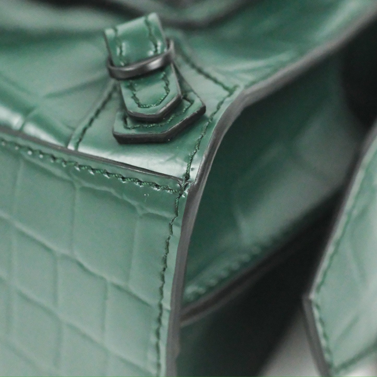 Balenciaga Mini Neo Classic City Bag Green Croc Embossed