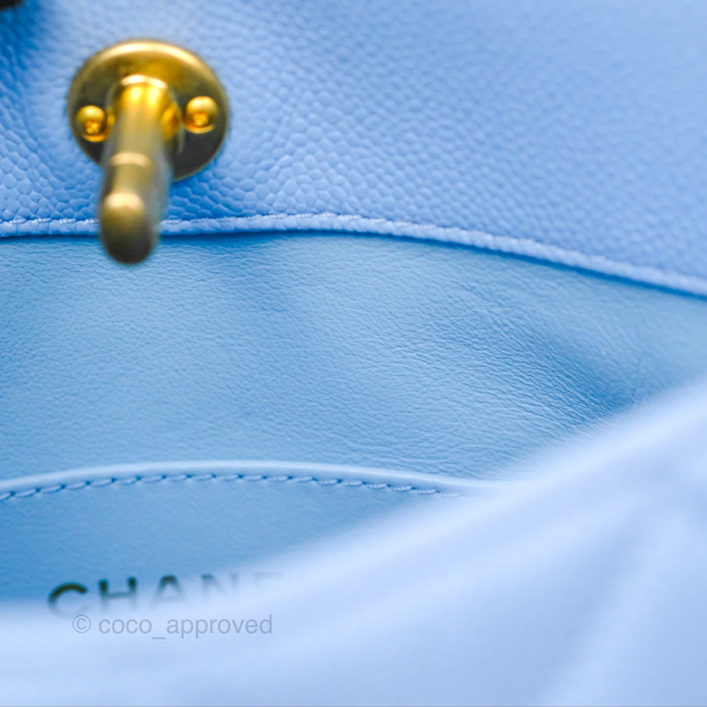 Chanel Small CC Chain Hobo Caviar Blue Aged Gold Hardware