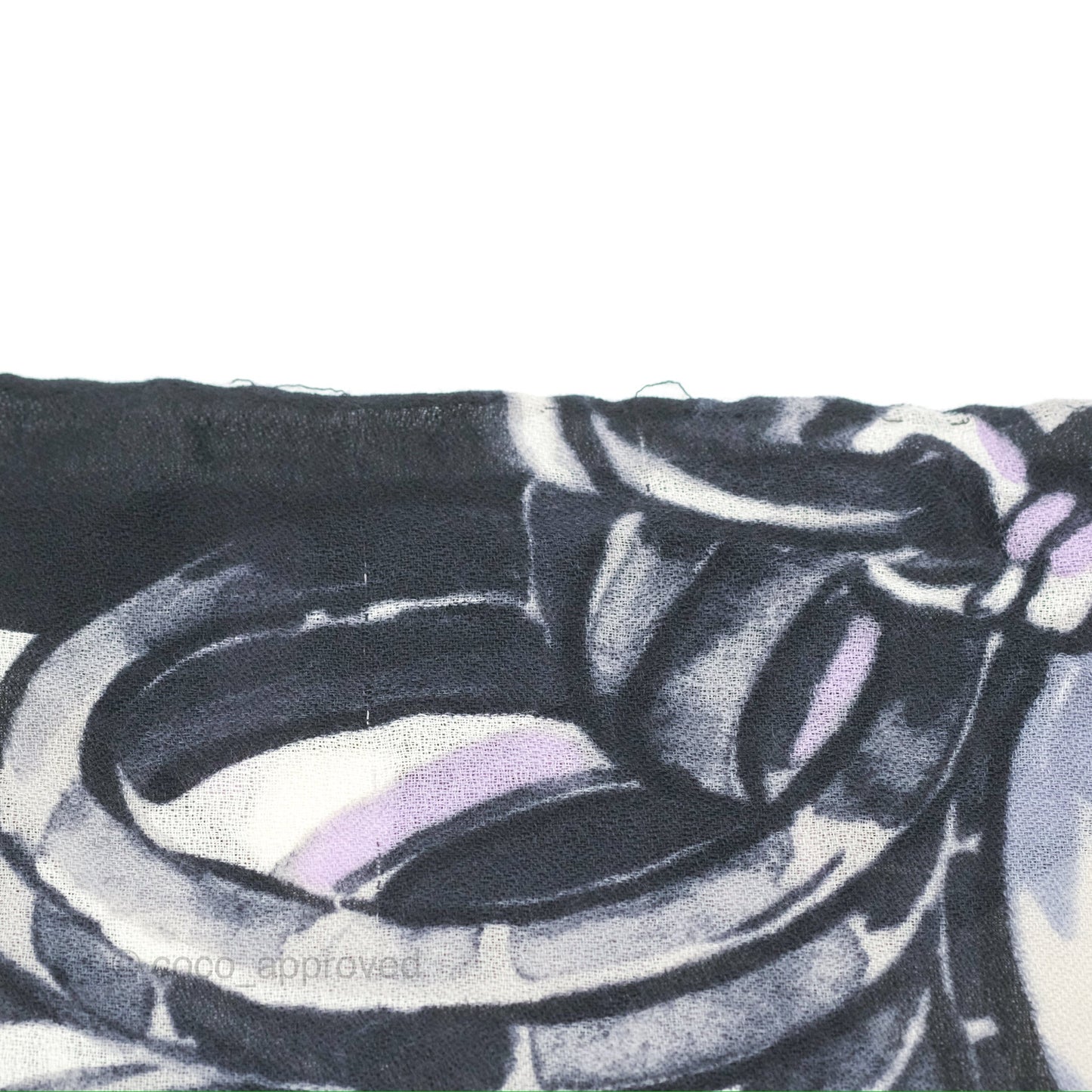 Chanel Pearl Chain CC Print Scarf Wool/Cashmere/Silk Ivory Black