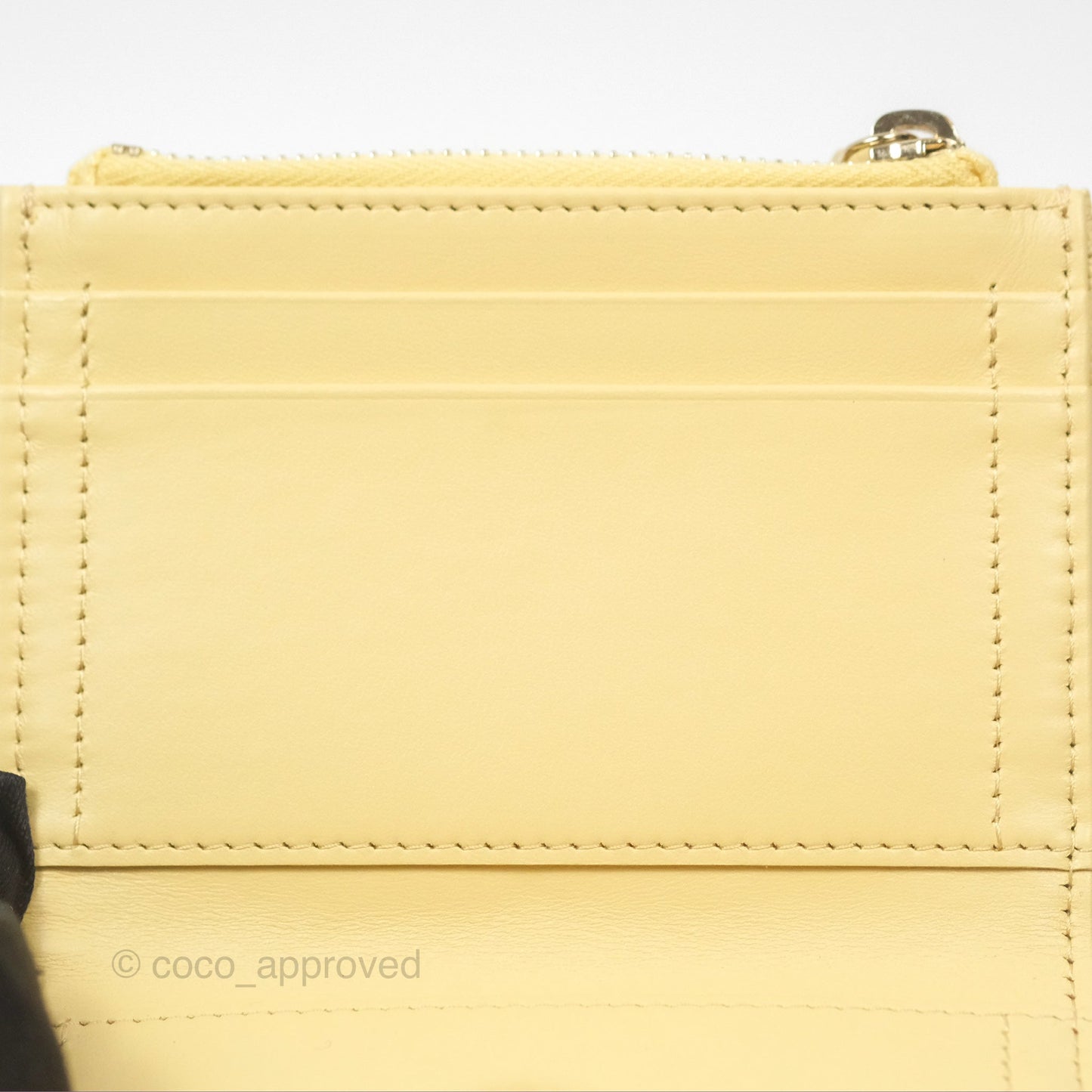 Chanel Classic Double Zip Card Case Yellow Caviar Gold Hardware