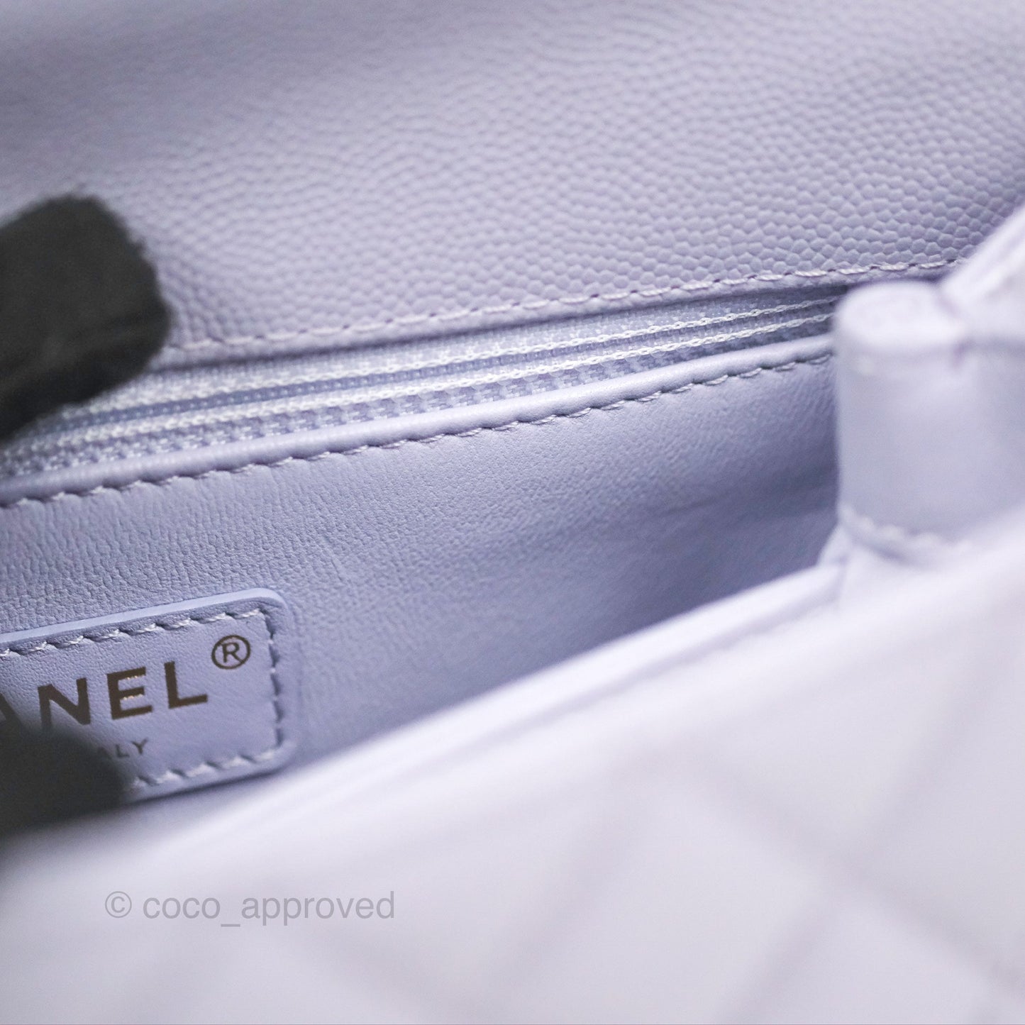 Chanel Small Coco Handle Quilted Lilac Caviar Gold Hardware