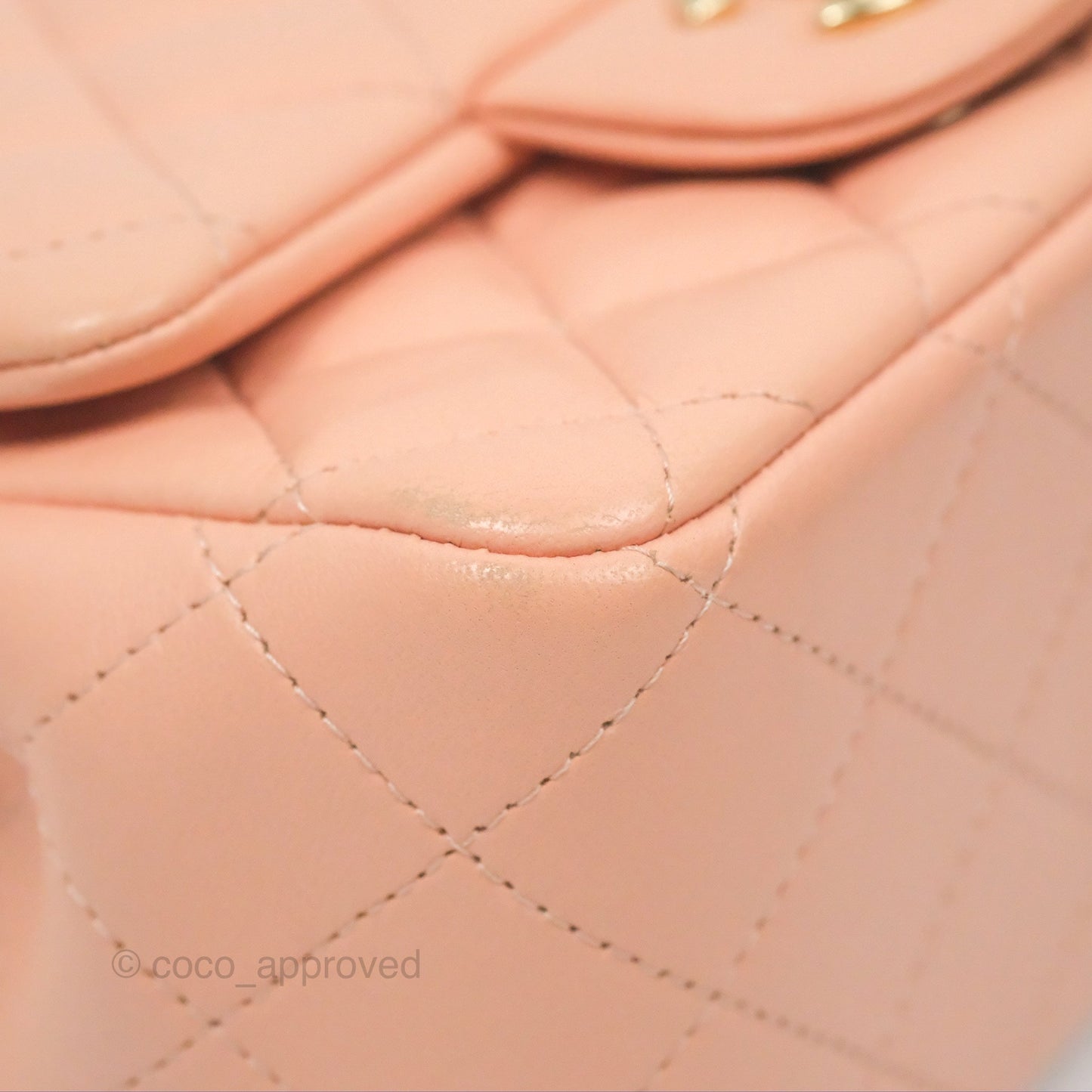 Chanel Quilted Mini Square Lambskin Light Beige Pink Gold Hardware