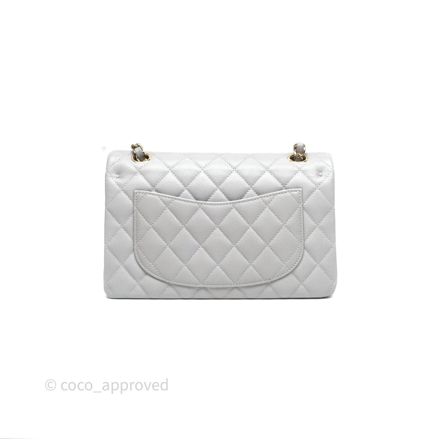 Chanel Small Classic Flap Quilted Grey Caviar Gold Hardware 21A