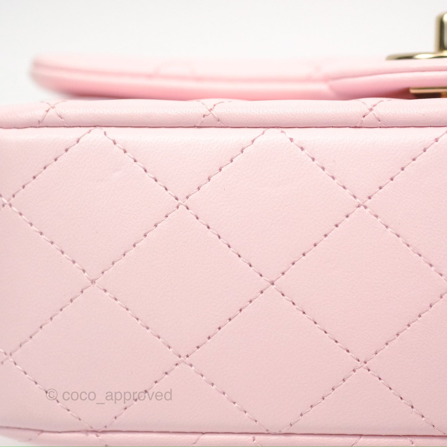 Chanel Top Handle Mini Rectangular Flap Bag Light Pink Lambskin Gold Hardware