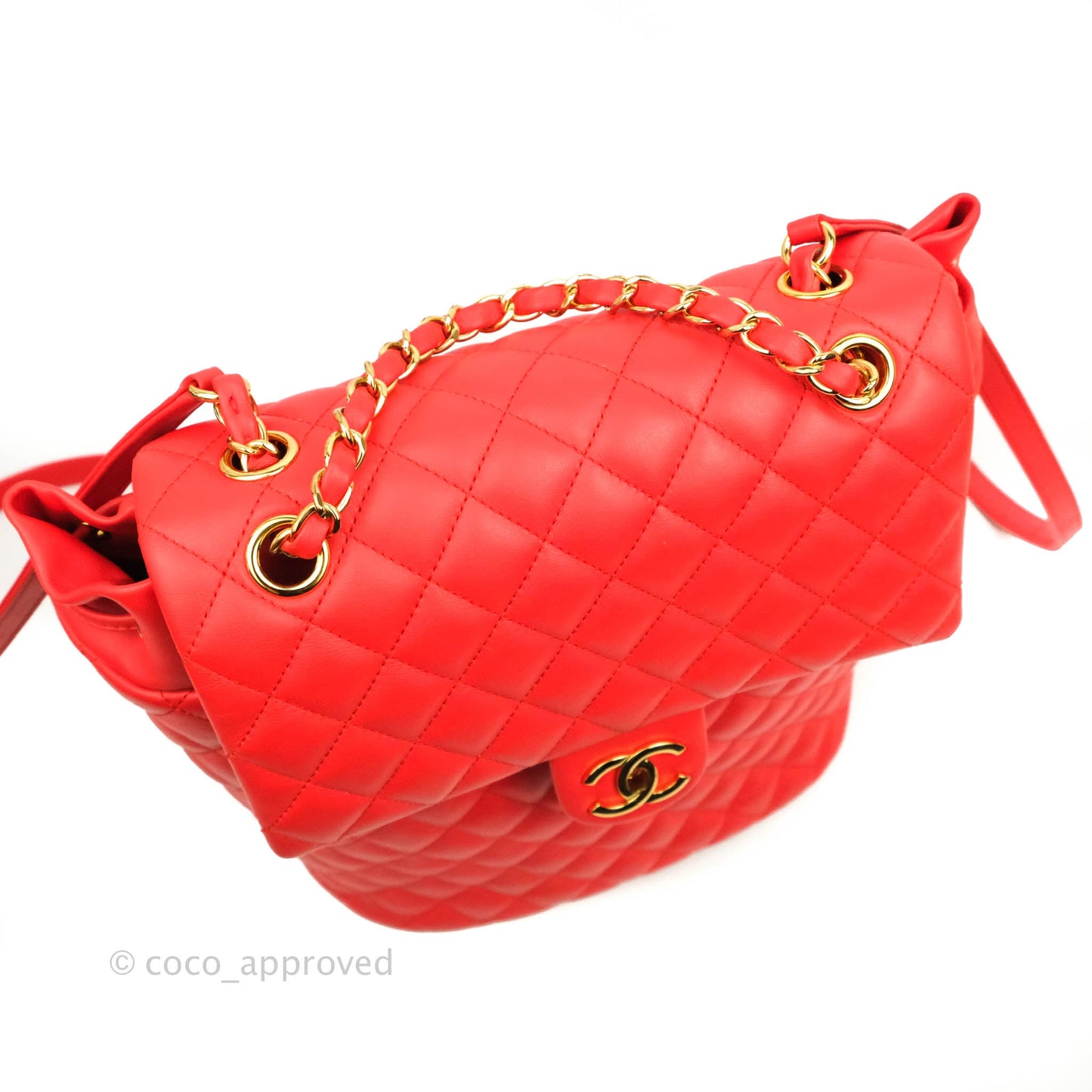 Chanel Quilted Urban Spirit Backpack Red Calfskin Gold Hardware