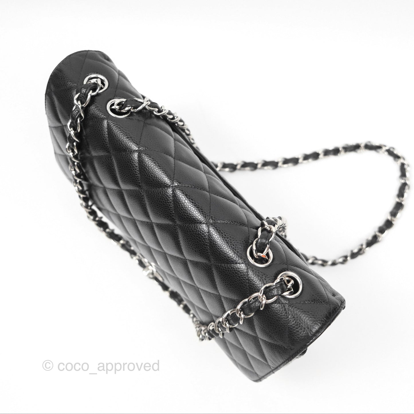 Chanel Jumbo Single Flap Black Caviar Silver Hardware⁣⁣