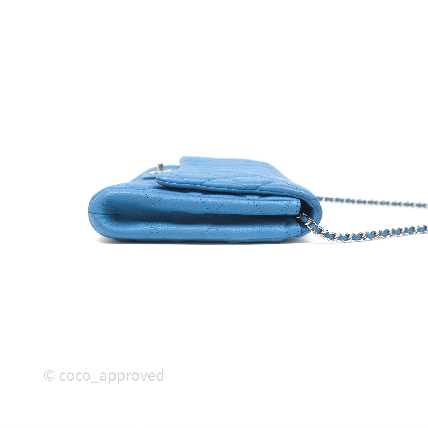 Chanel Quilted Clutch with Chain Caviar Azul Sliver Hardware