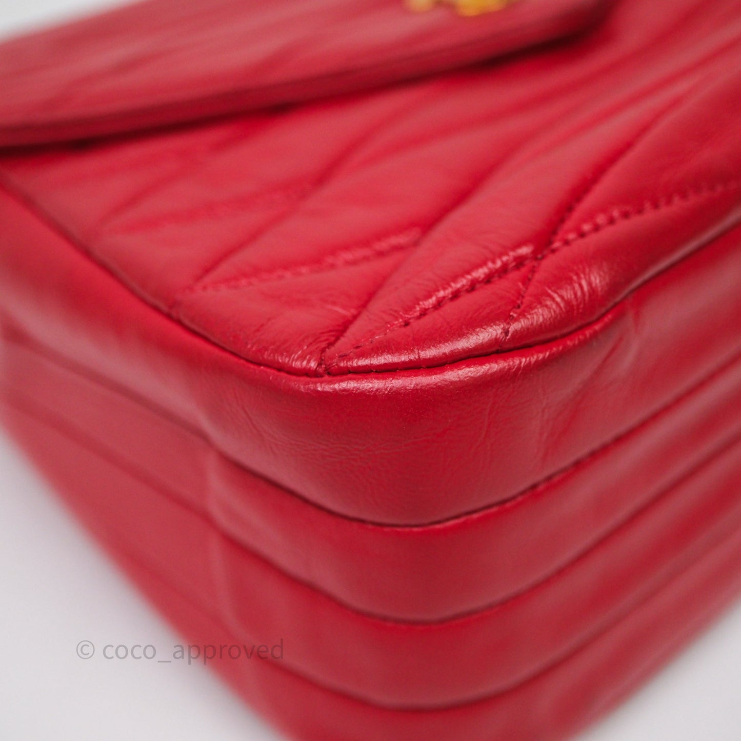 Chanel Vintage Quilted Flap Bag Red Lambskin Gold Hardware