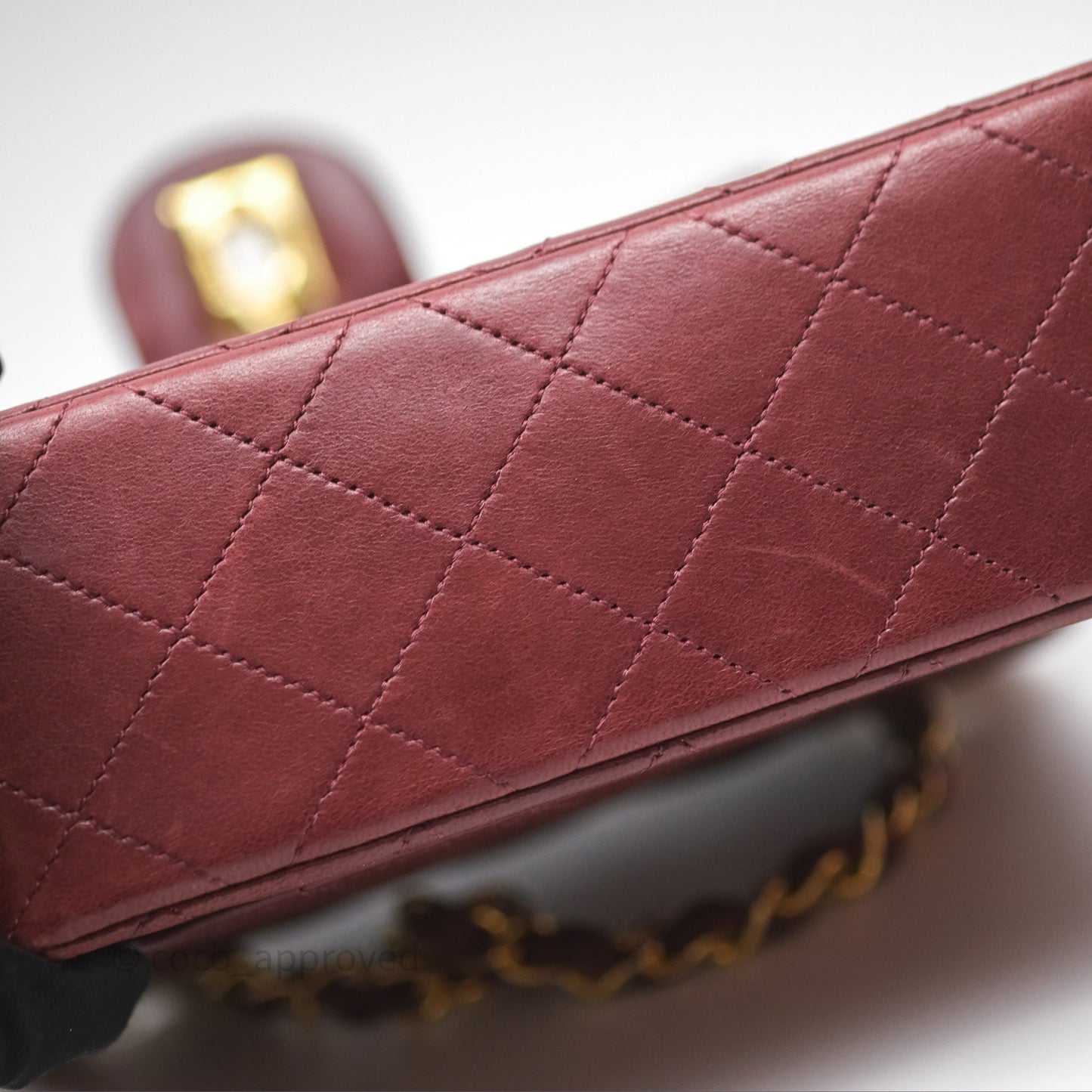 Chanel Vintage Mini Square Burgundy Lambskin 24K Gold Hardware