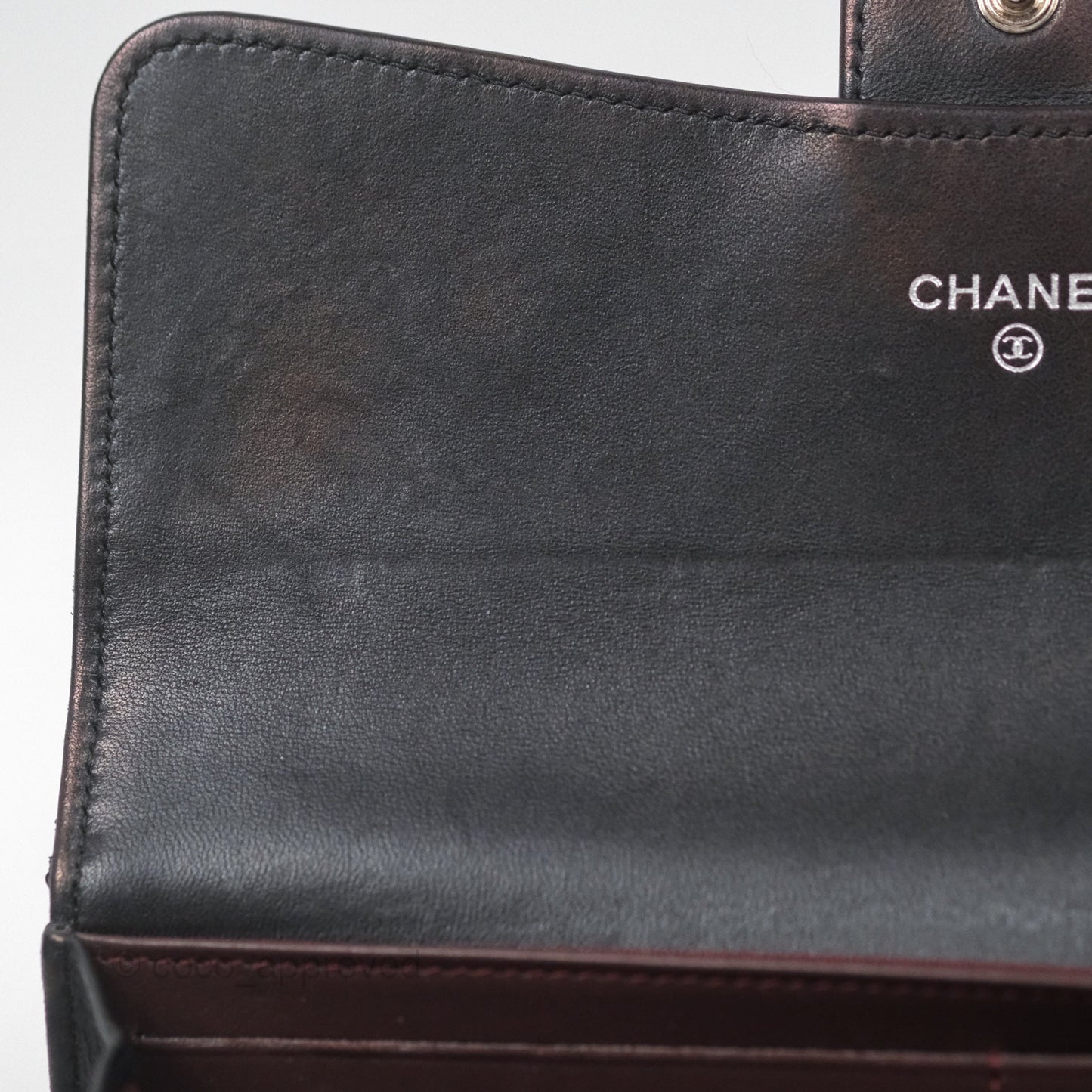 Chanel Quilted Classic Zip Long Wallet Black Lambskin Silver Hardware