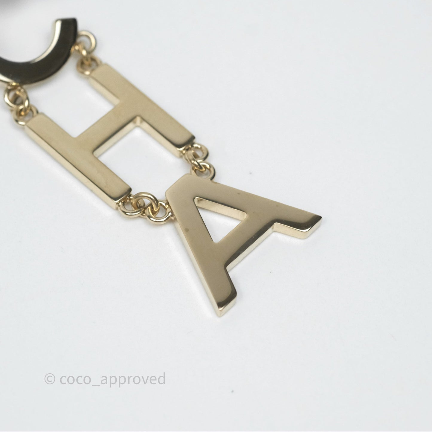 Chanel Letter Cha-Nel Logo Drop Earrings Gold Tone 20V