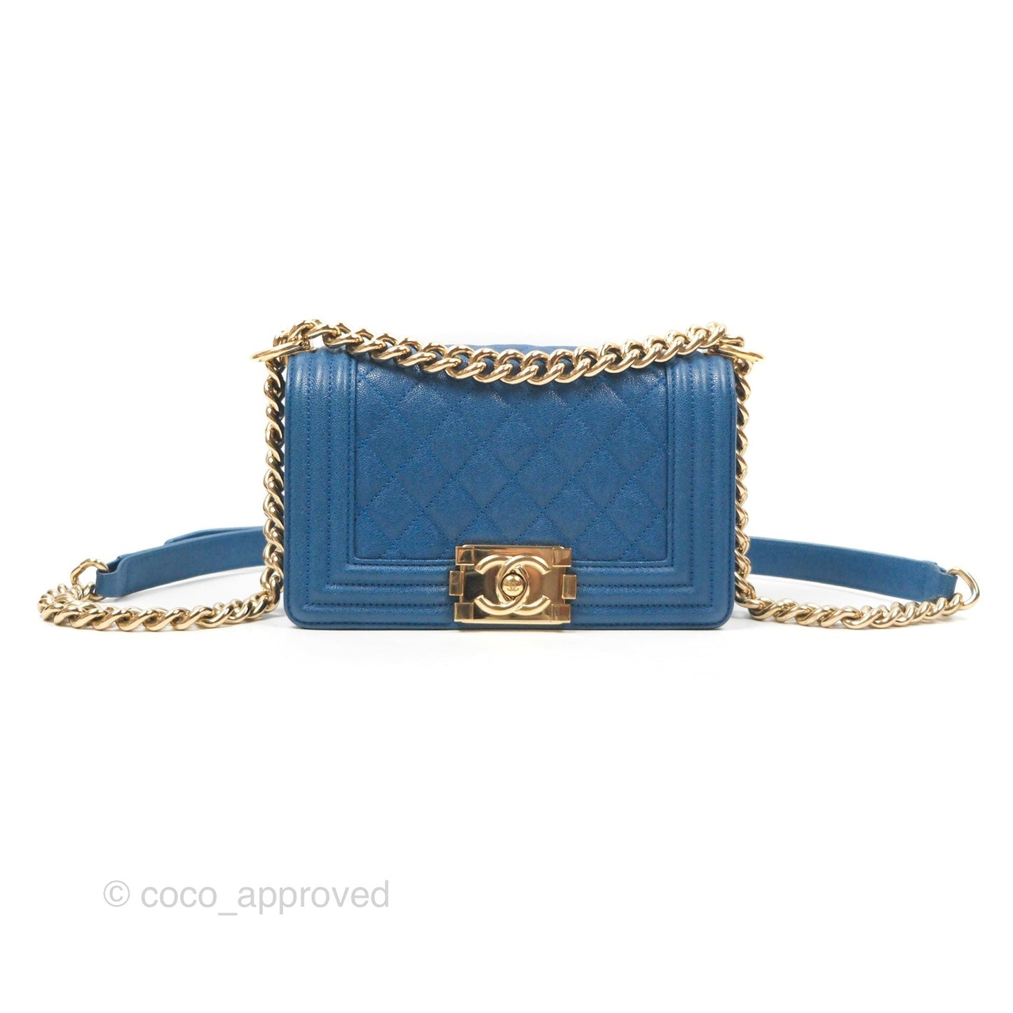Chanel Small Boy Blue Caviar Gold Hardware