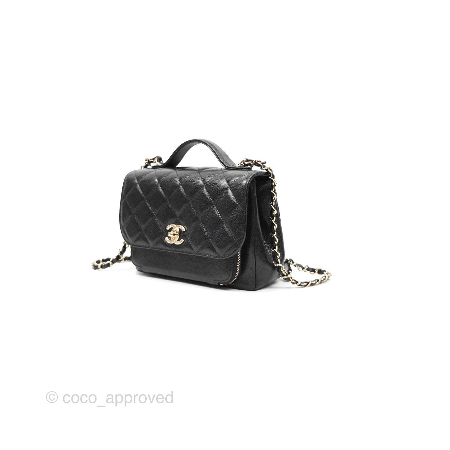 Chanel Quilted Medium Business Affinity Flap Black Caviar Light Gold Hardware