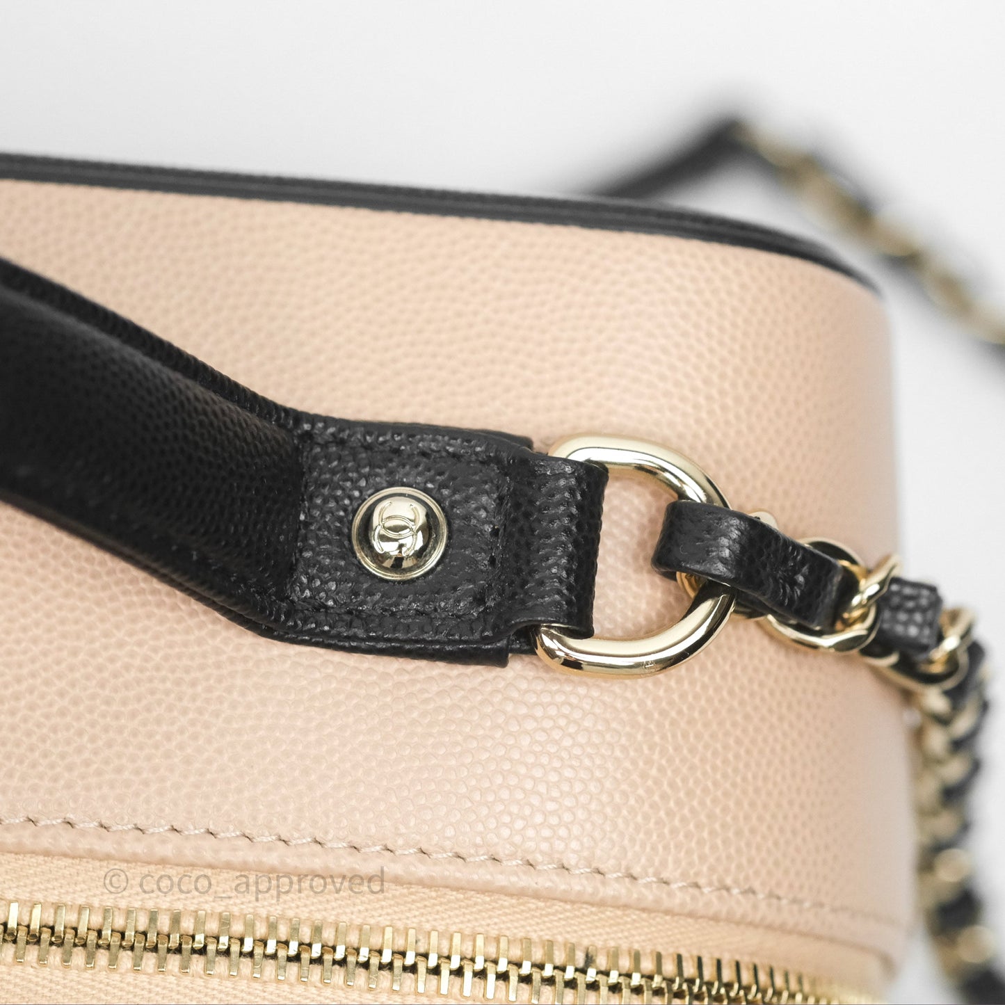 Chanel Quilted Large CC Filigree Vanity Case Beige Black Caviar