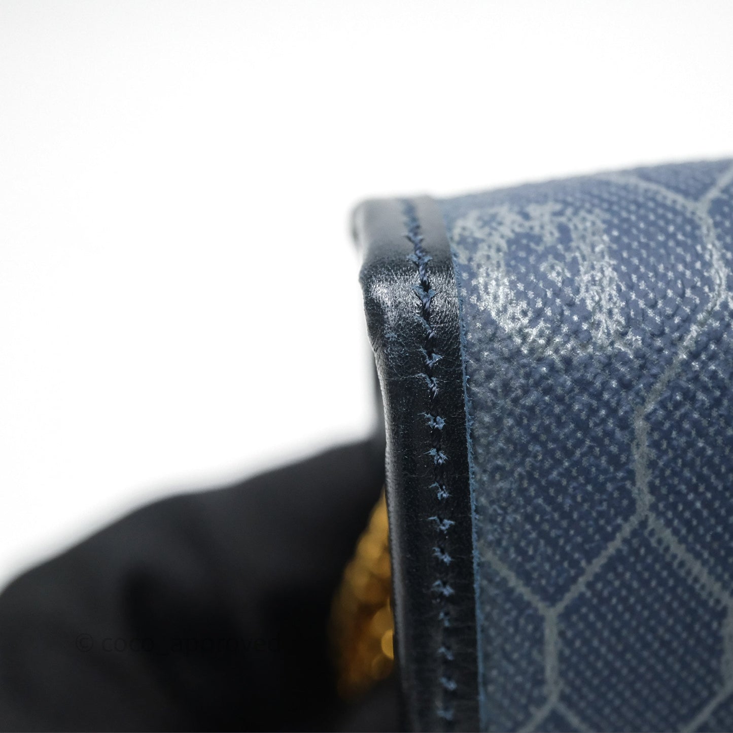 Christian Dior Vintage Honeycomb Flap Bag Navy Gold Hardware