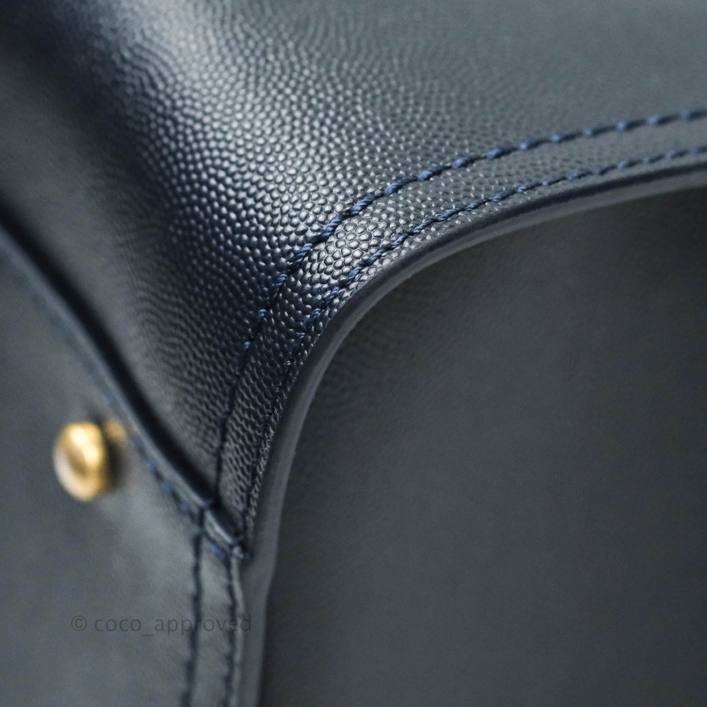 Chanel Medium Studded Navy Caviar Deauville Shopping Bag Aged Gold Hardware