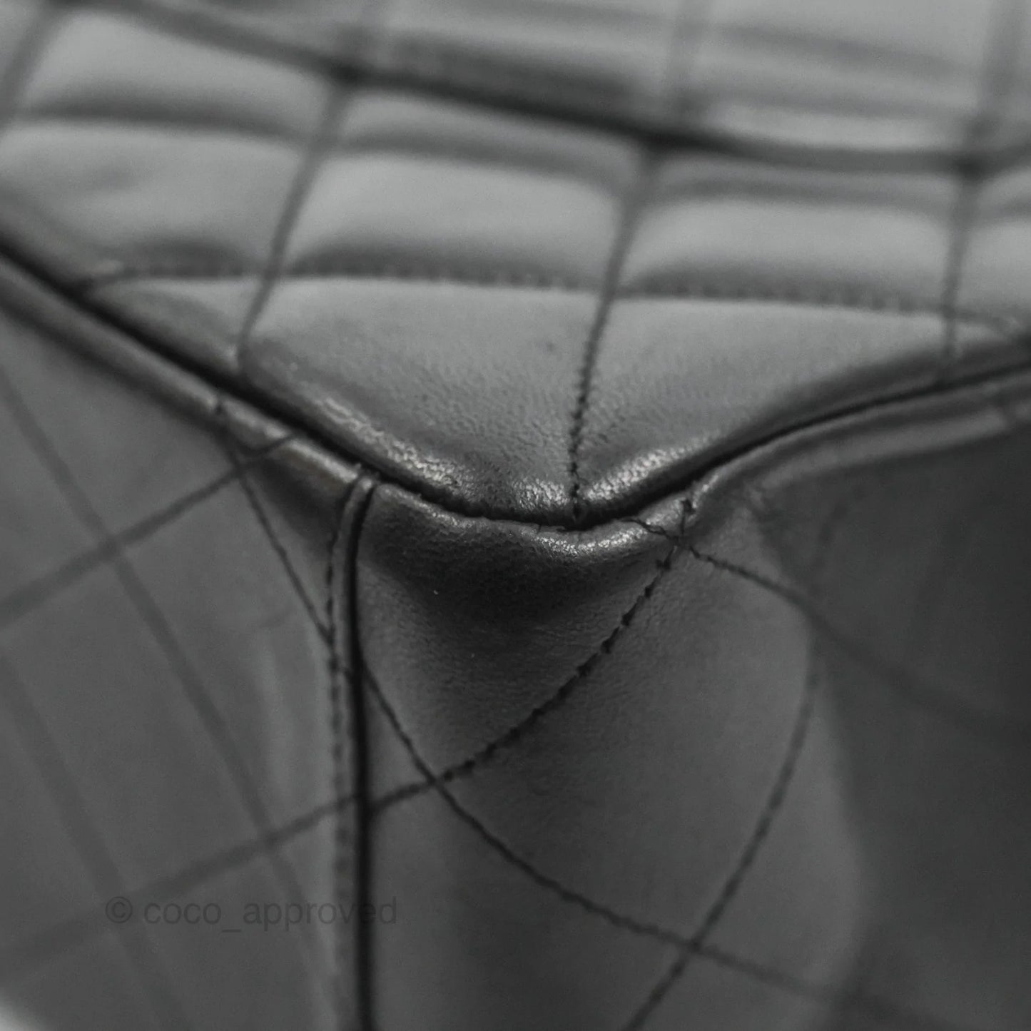 Chanel Single Flap Maxi Lambskin Black Silver Hardware