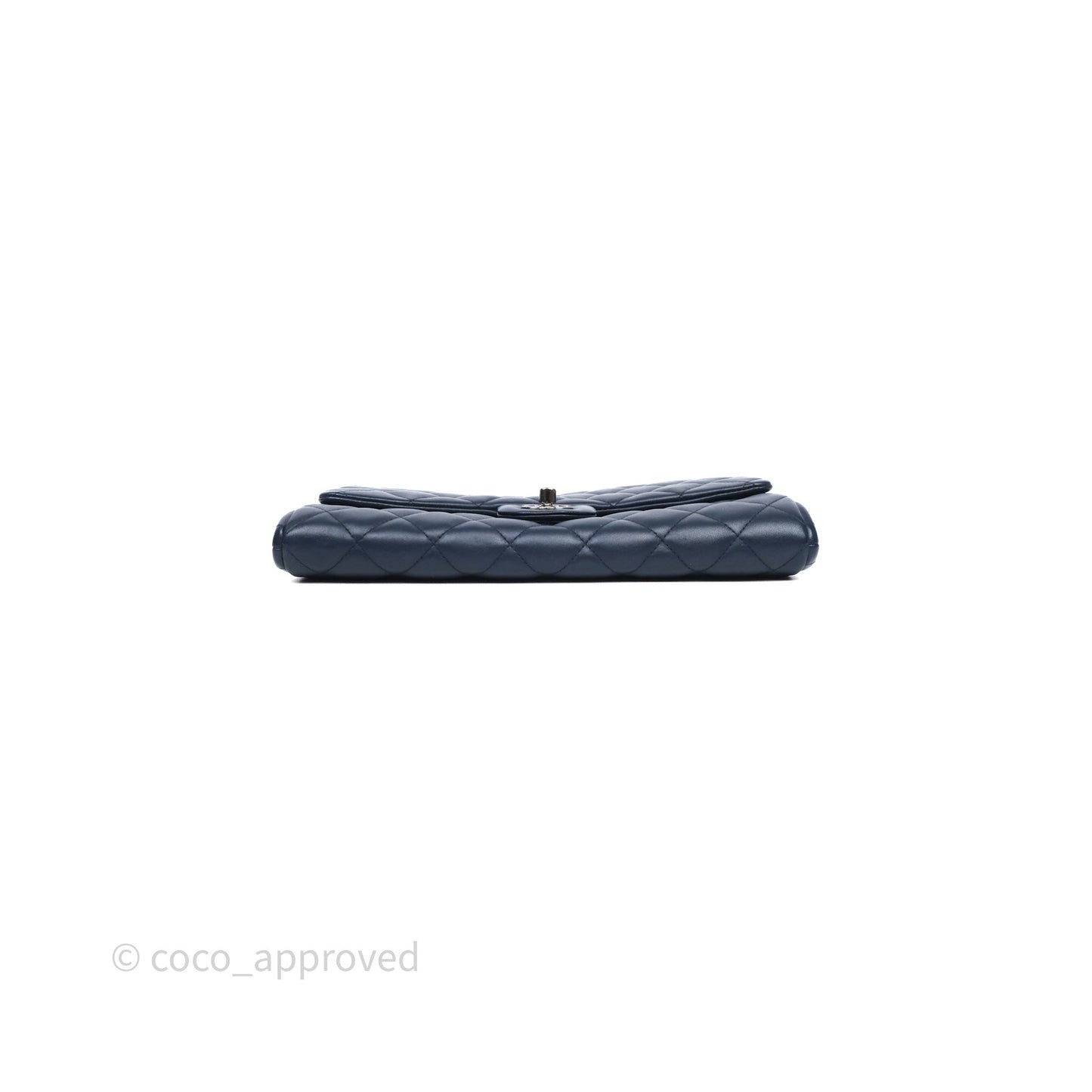 Chanel Quilted Clutch with Chain Lambskin Navy Gun Metal Hardware