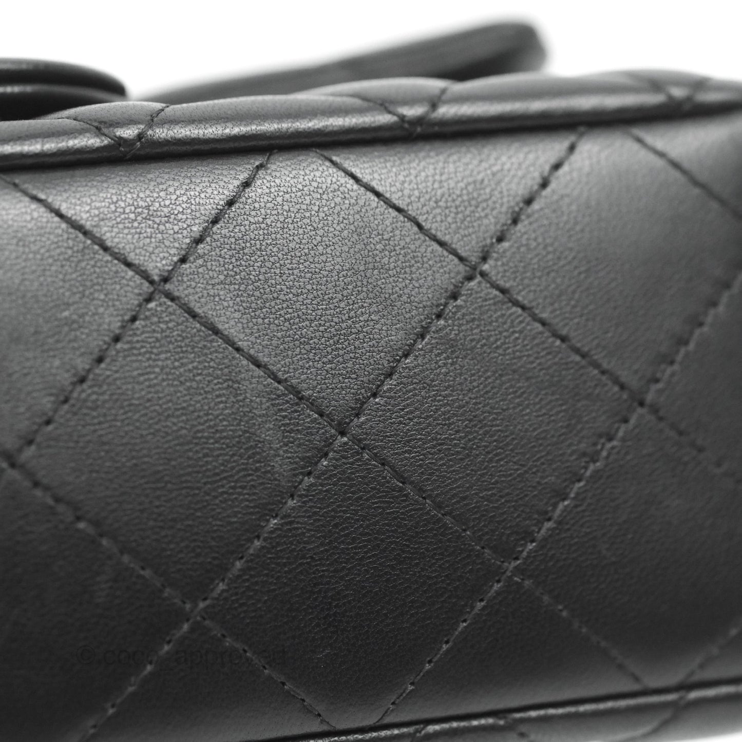 Chanel Quilted Mini Rectangular Flap Black Lambskin Silver Hardware