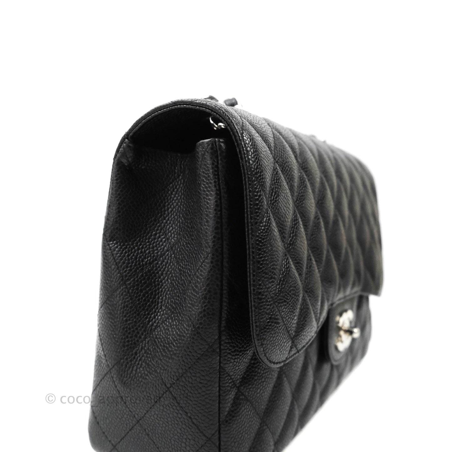 Chanel Jumbo Single Flap Black Caviar Silver Hardware