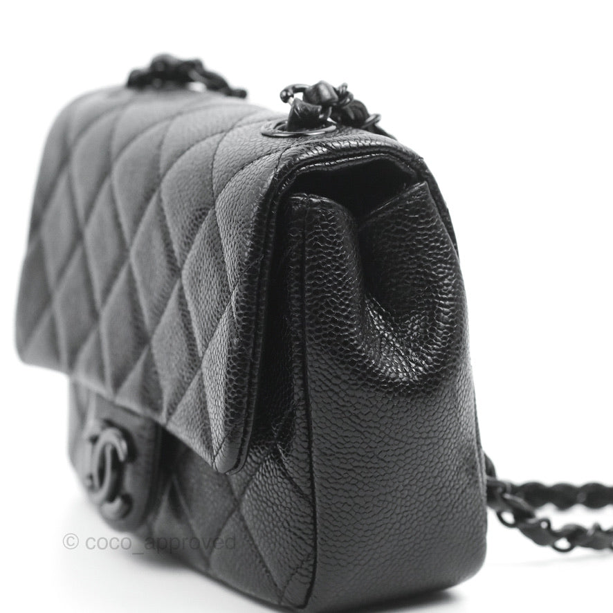 Chanel Quilted Mini Square Flap Bag So Black Caviar Incognito