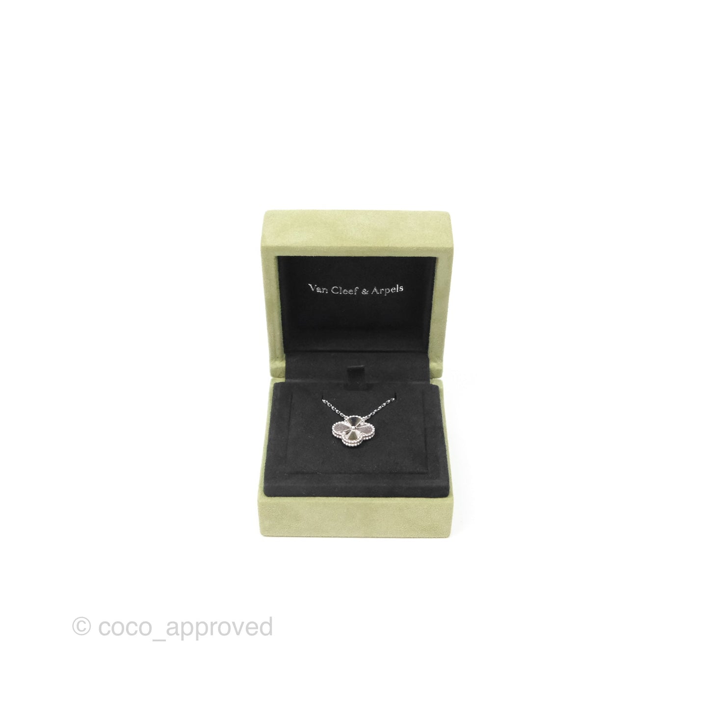 Van Cleef & Arpels Vintage Alhambra Pendant Guilloche White Gold