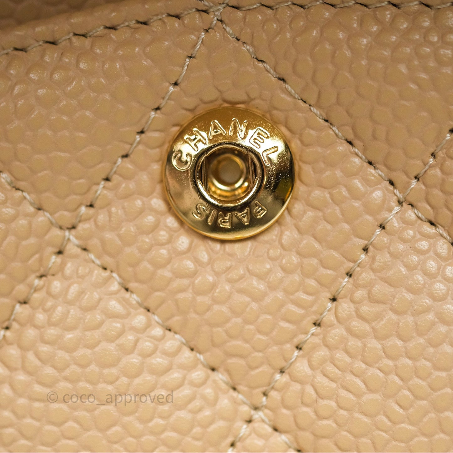 Chanel Small Quilted Classic Flap Beige Caviar Gold Hardware