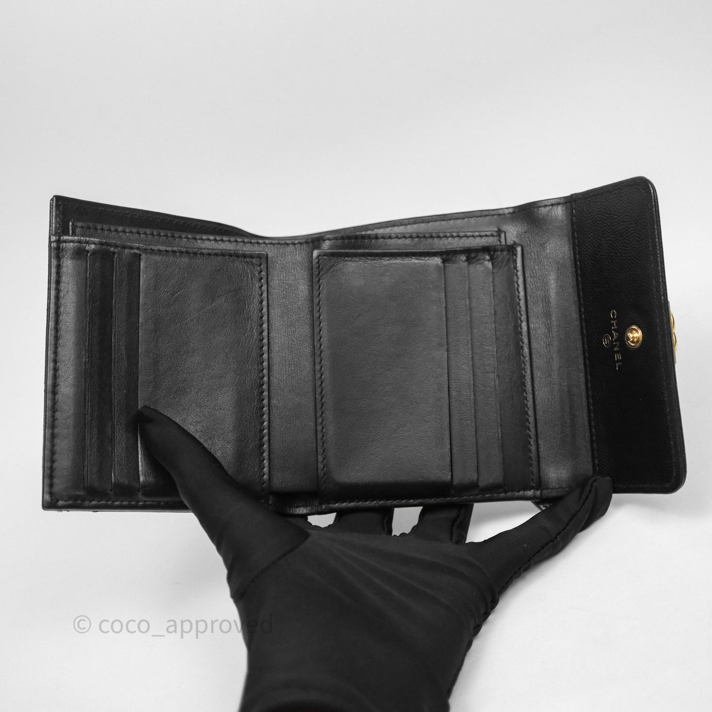 Chanel Small Boy Flap Wallet Black Caviar Gold Hardware