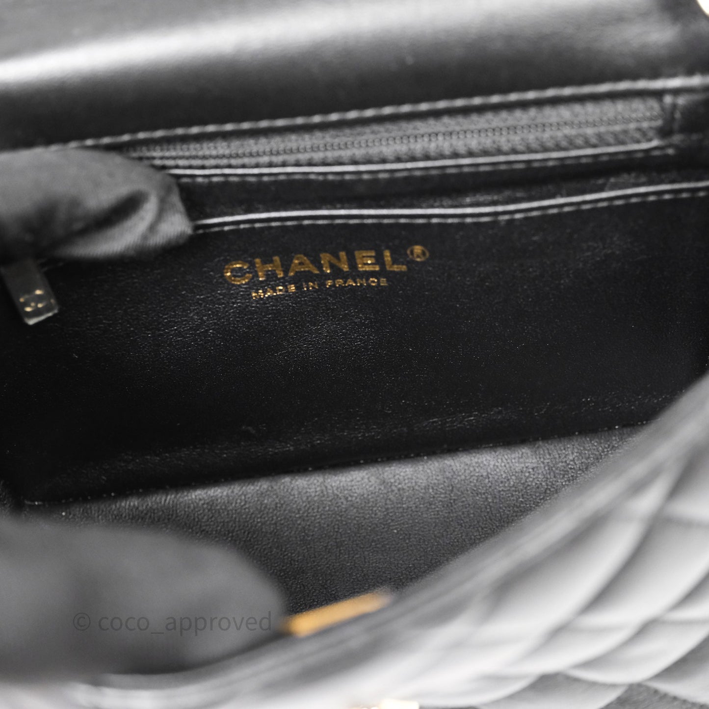 Chanel Mini Square Quilted Black Lambskin Gold Hardware