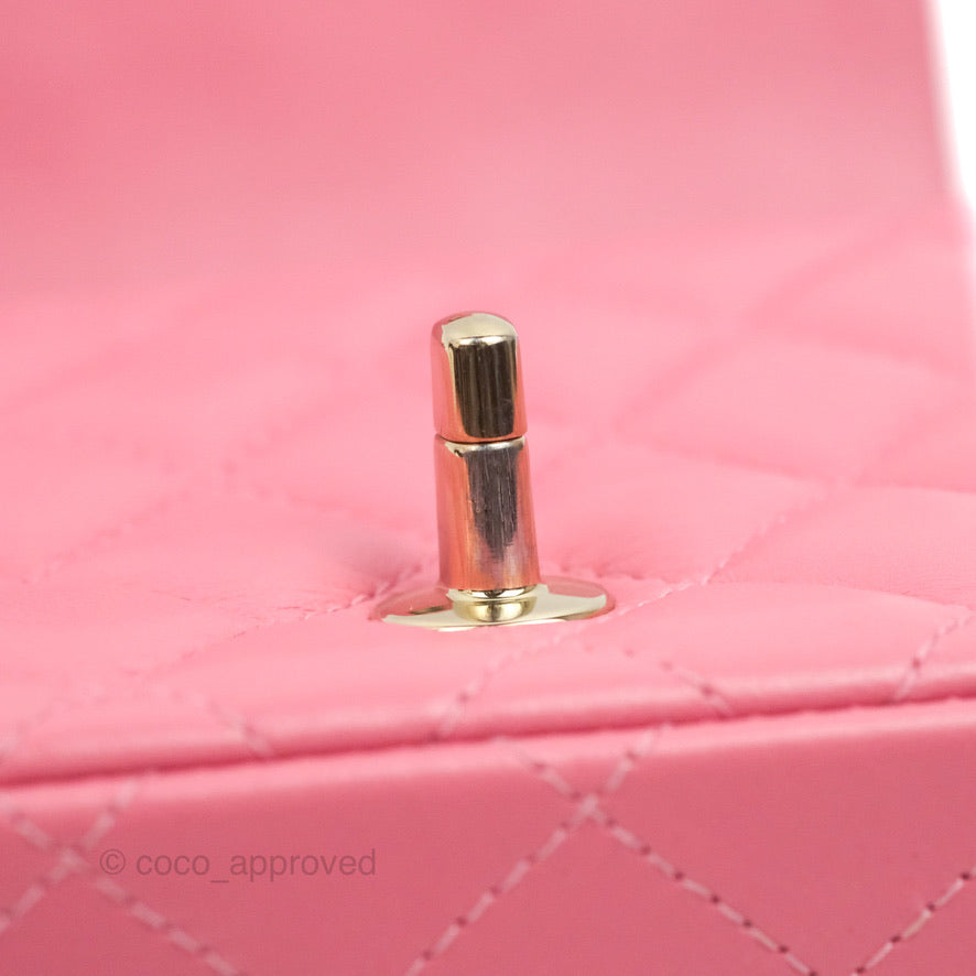 Chanel Mini Square Flap Pink Lambskin Gold Hardware