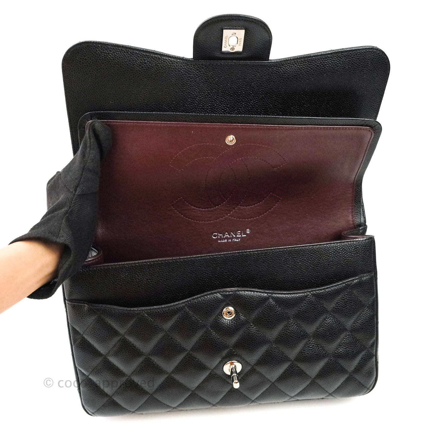 Chanel Jumbo Double Flap Black Caviar Silver Hardware⁣⁣