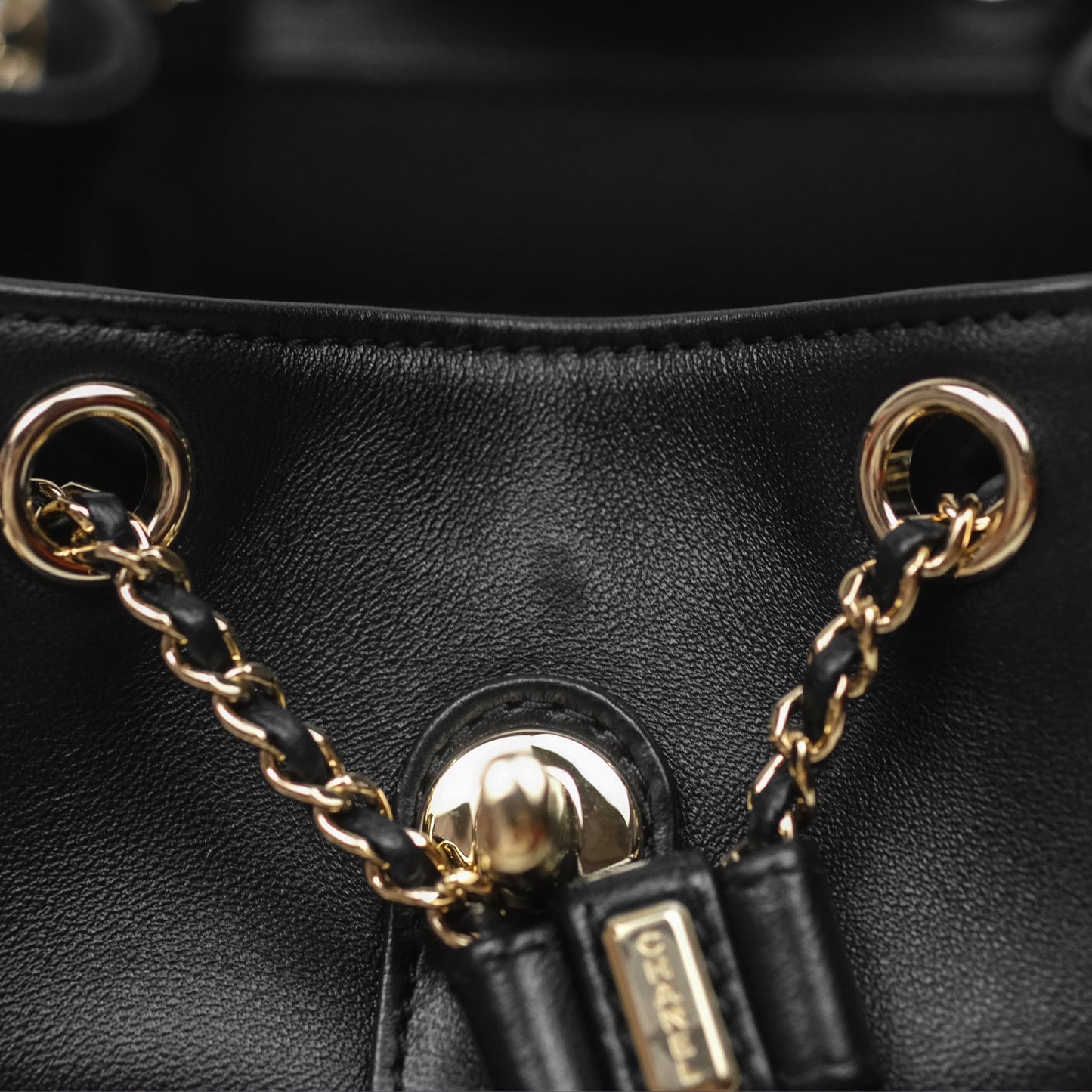 Chanel Small Duma Drawstring Backpack Black Lambskin Gold Hardware