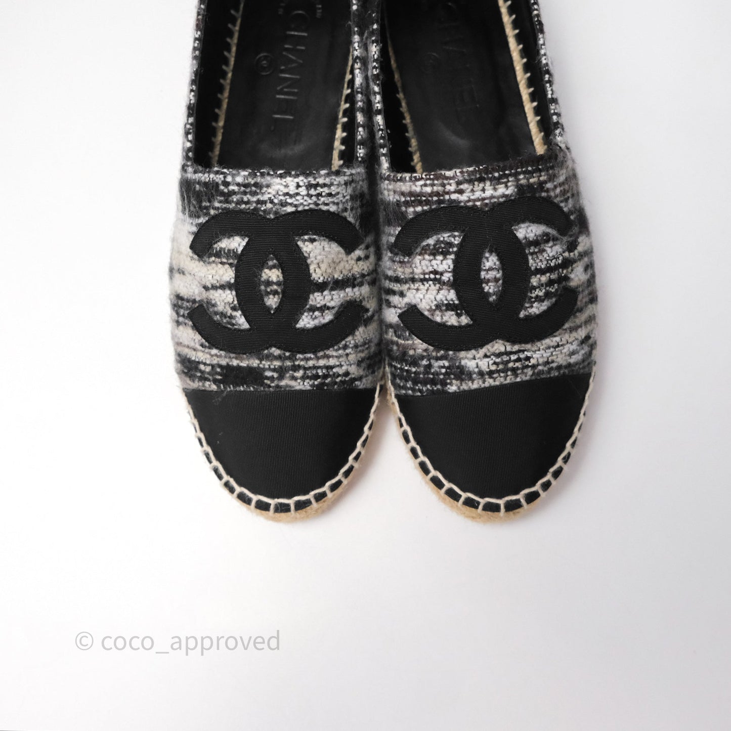 Chanel Espadrille Black Tweed Size 38