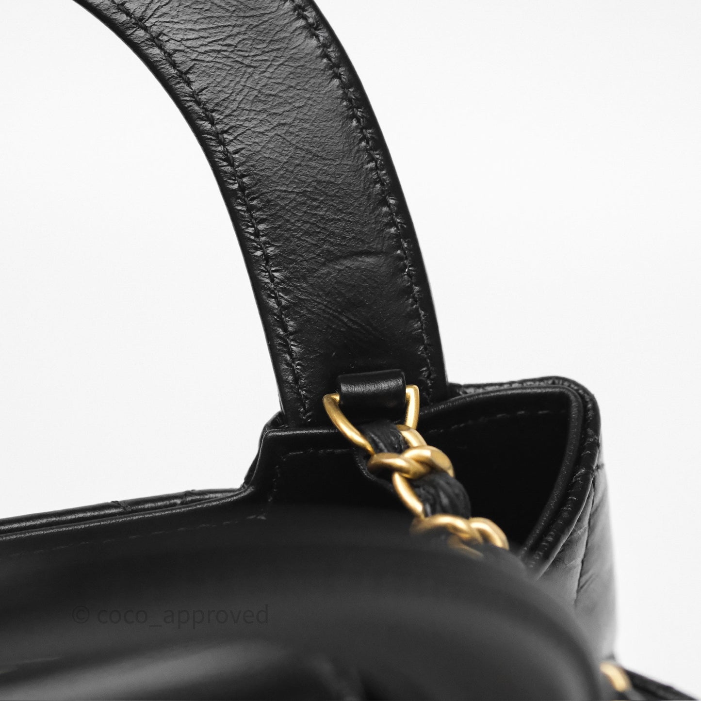 Chanel Kelly Bag Quilted Black Shiny Crumpled Calfskin Aged Gold Hardware