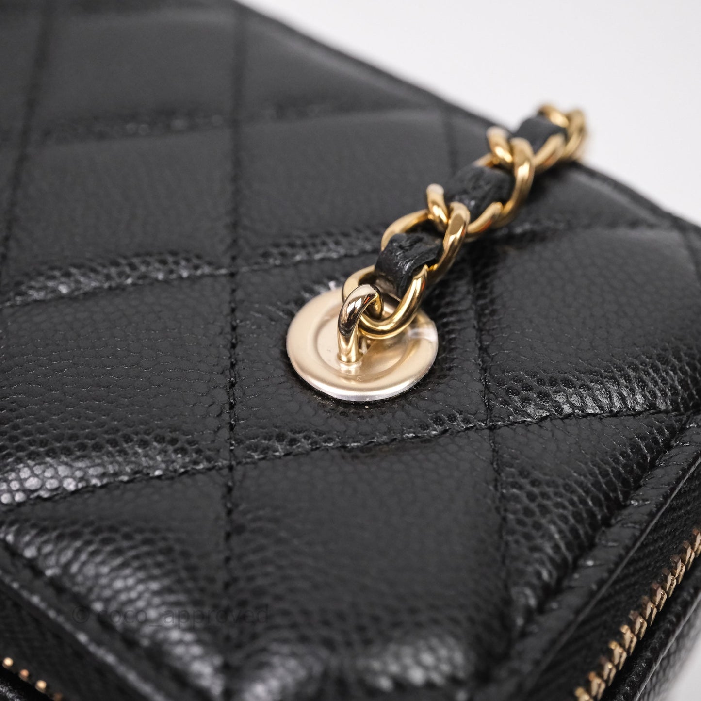 Chanel Vanity Rectangular With Chain Black Caviar Gold Hardware
