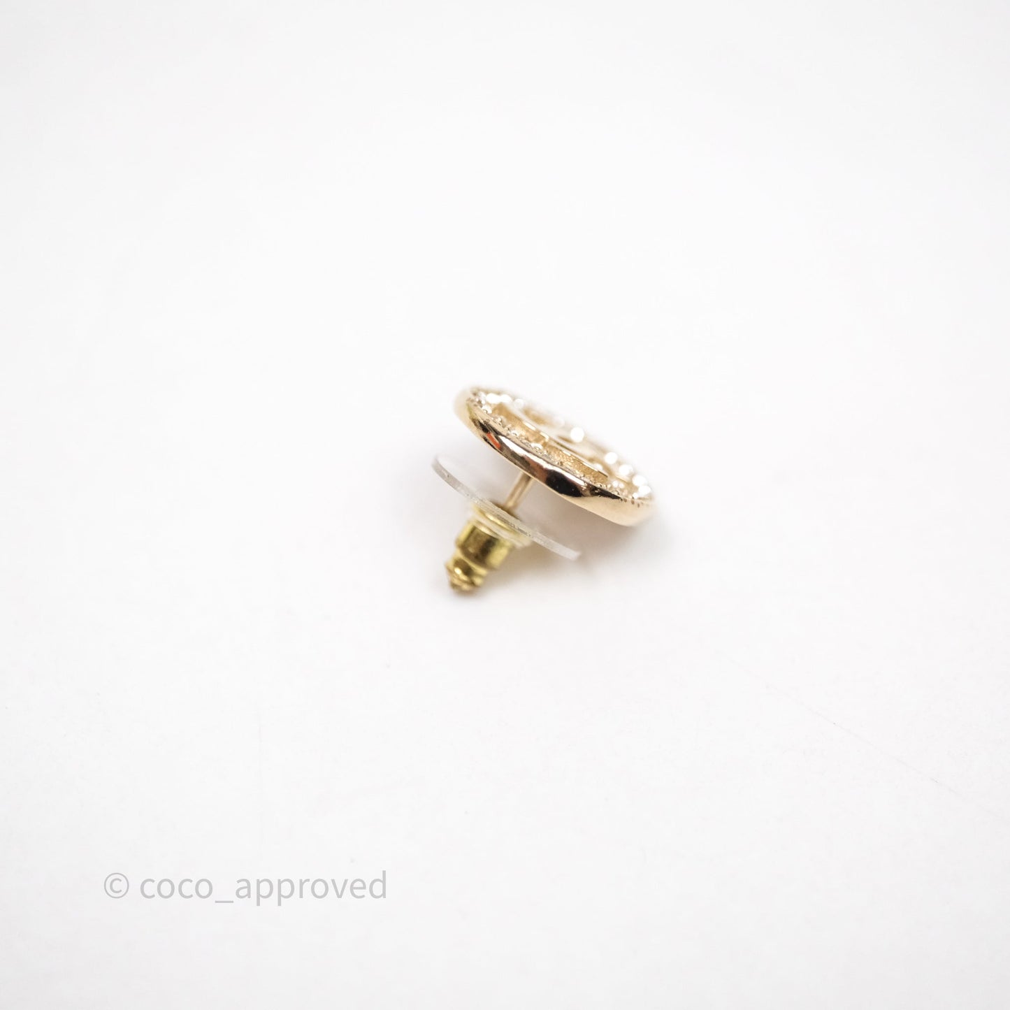 Chanel CC Crystals Round Earrings Gold Tone 21K