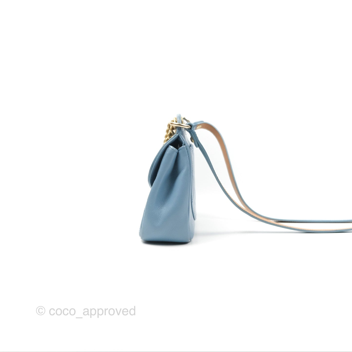 Chanel Curved Flap Bag Blue Lambskin Aged Gold Hardware