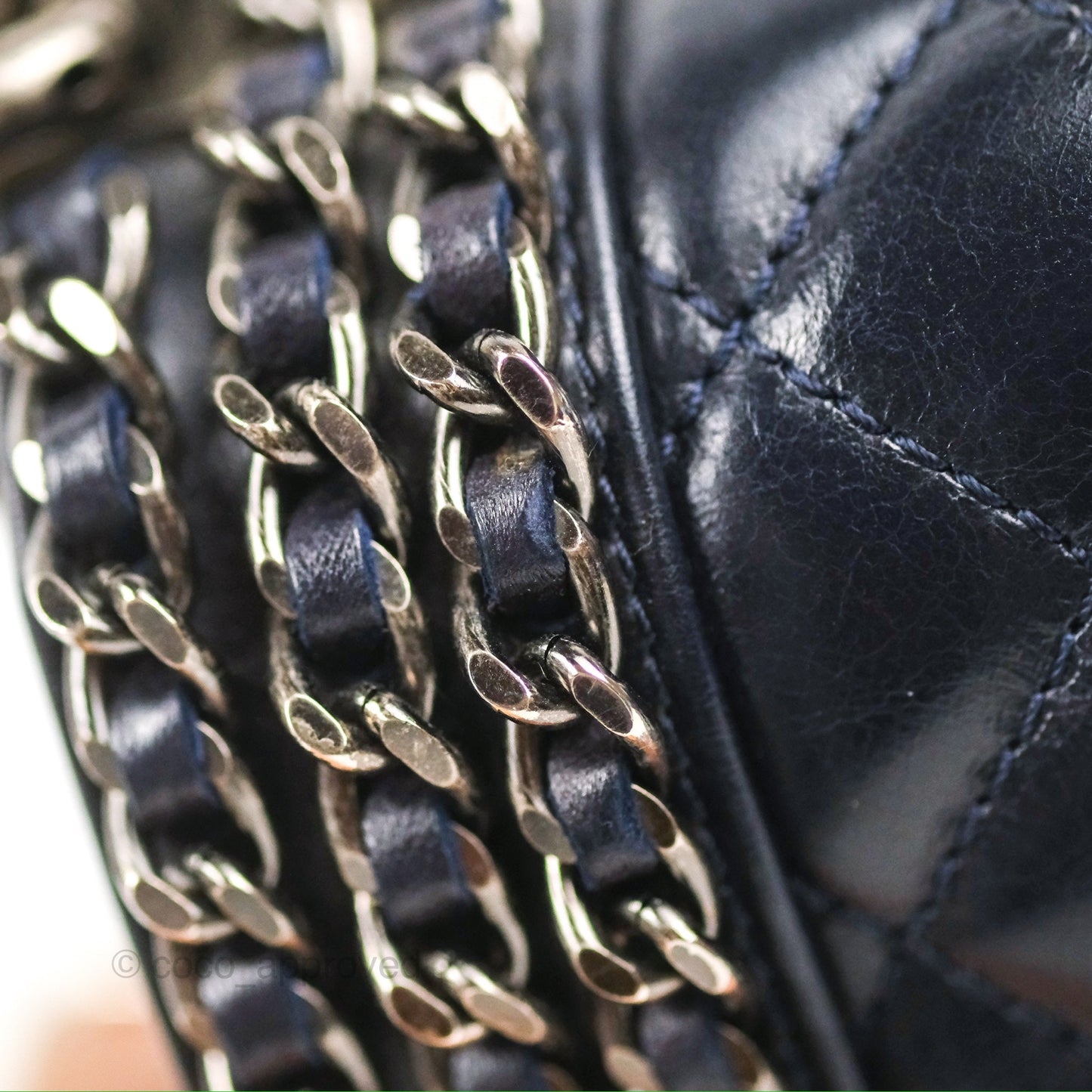 Chanel Small Chain Around Boy Dark Navy Glazed Calfskin Ruthenium Hardware