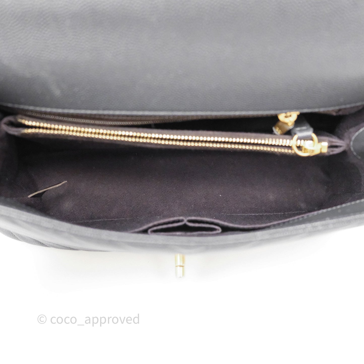 Chanel Medium Coco Handle Chevron Dark Grey Caviar Aged Gold Hardware