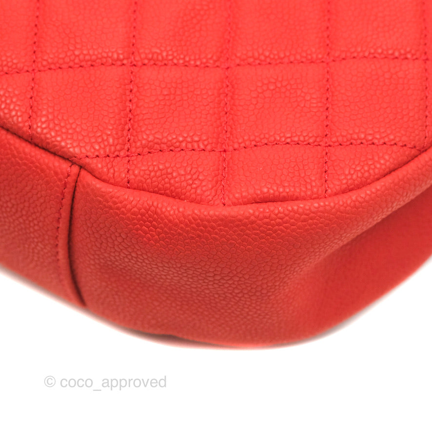 Chanel Country Chic Messenger Flap Bag Red Matte Caviar Ruthenium Hardware
