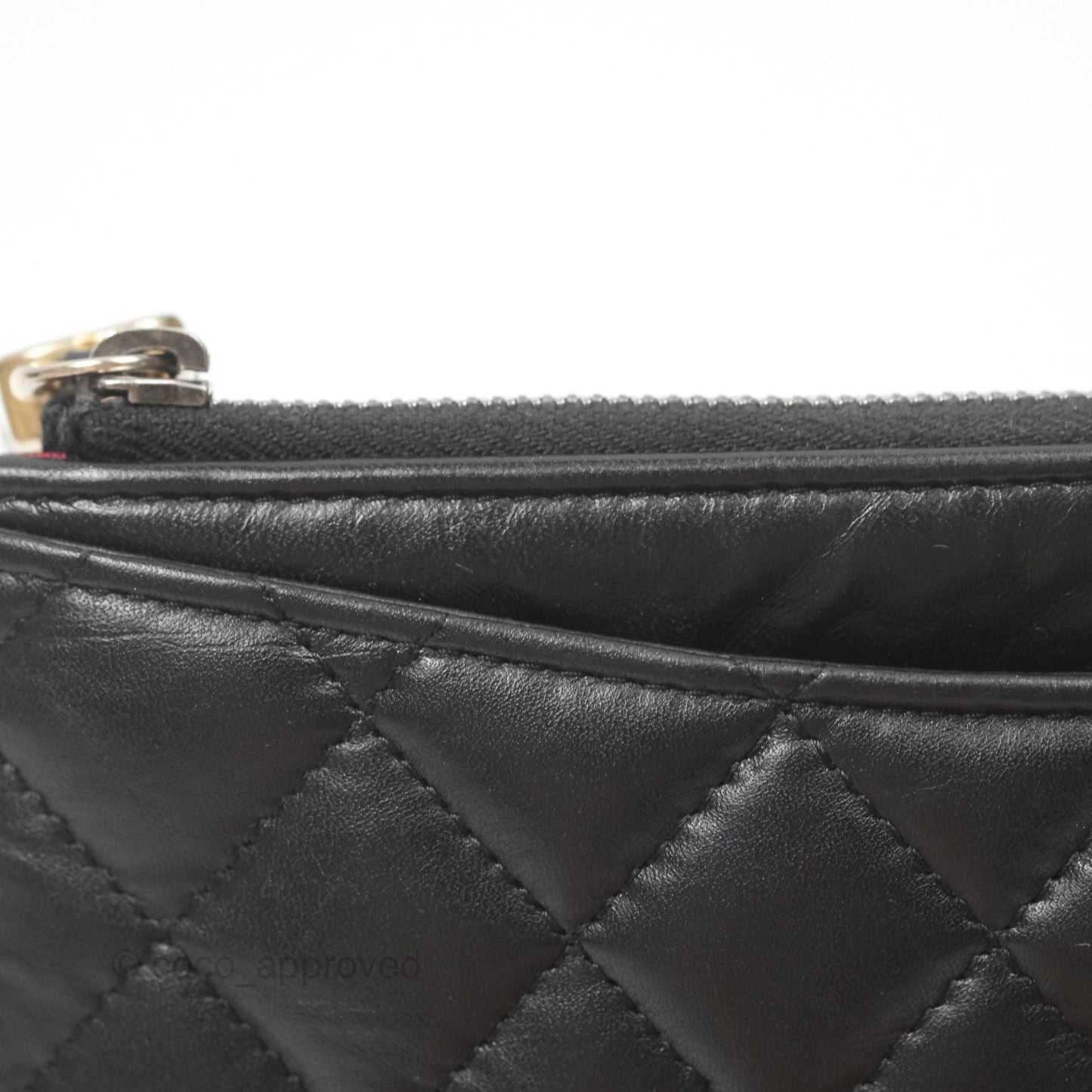 Chanel Quilted Gabrielle Zip Pouch Black Calfskin