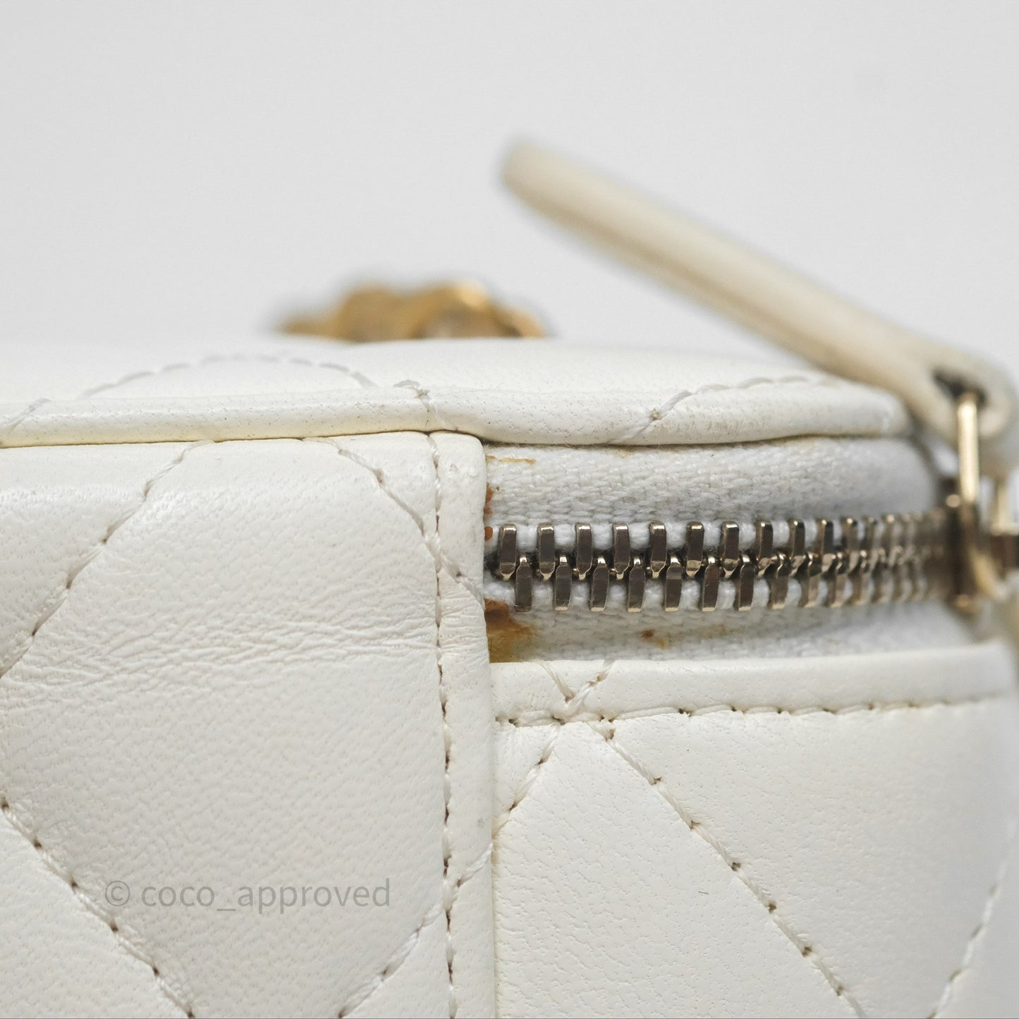 Chanel Mini Pearl Crush Vanity With Chain Ivory White Aged Gold Hardware